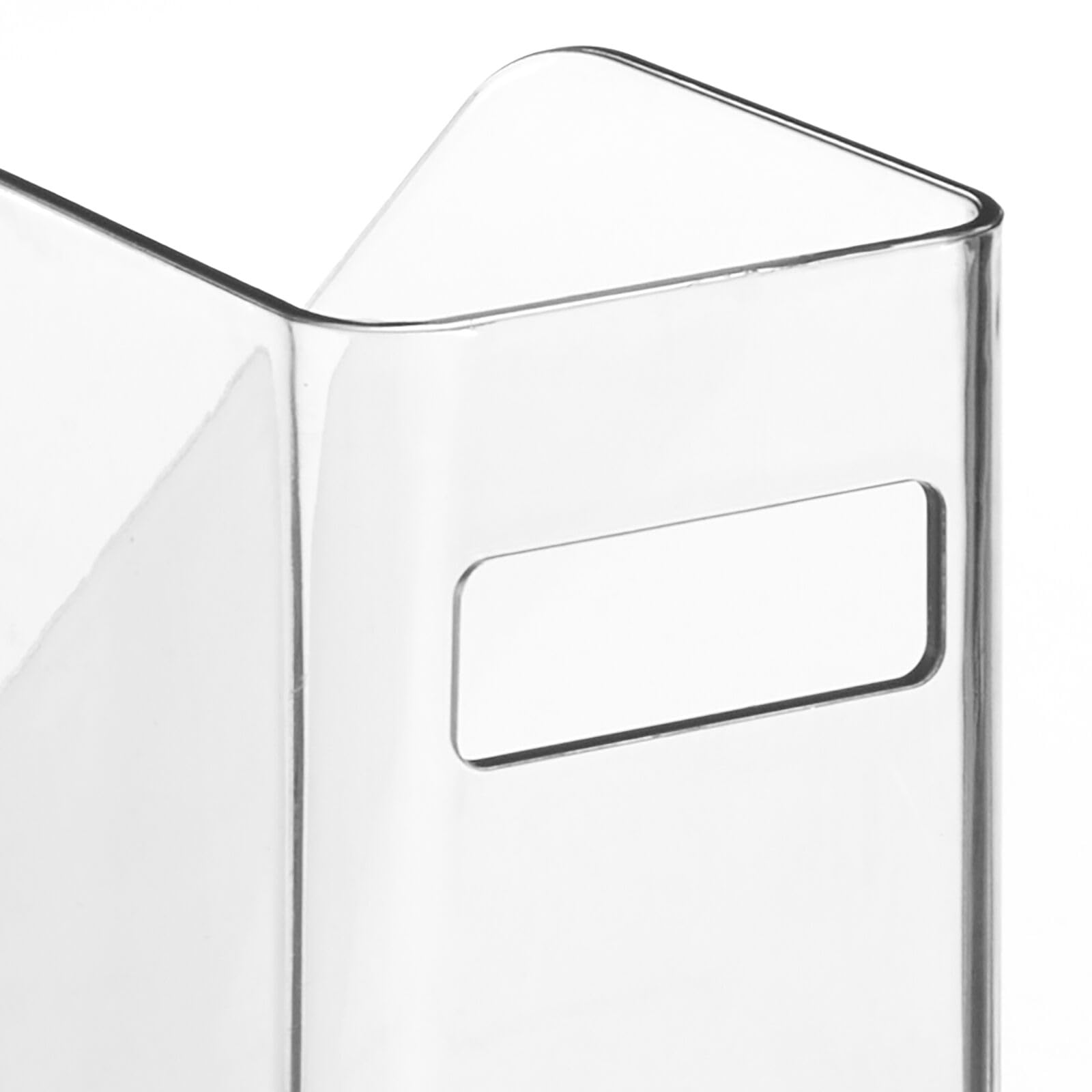 mDesign Clear Plastic Vertical File Organizer with Handle - Slim Storage Bin for Notebooks, Binders, Magazines | Home Office & Work Desk Organization | Ligne Collection | Perfect for Document Filing and Workspace Decluttering