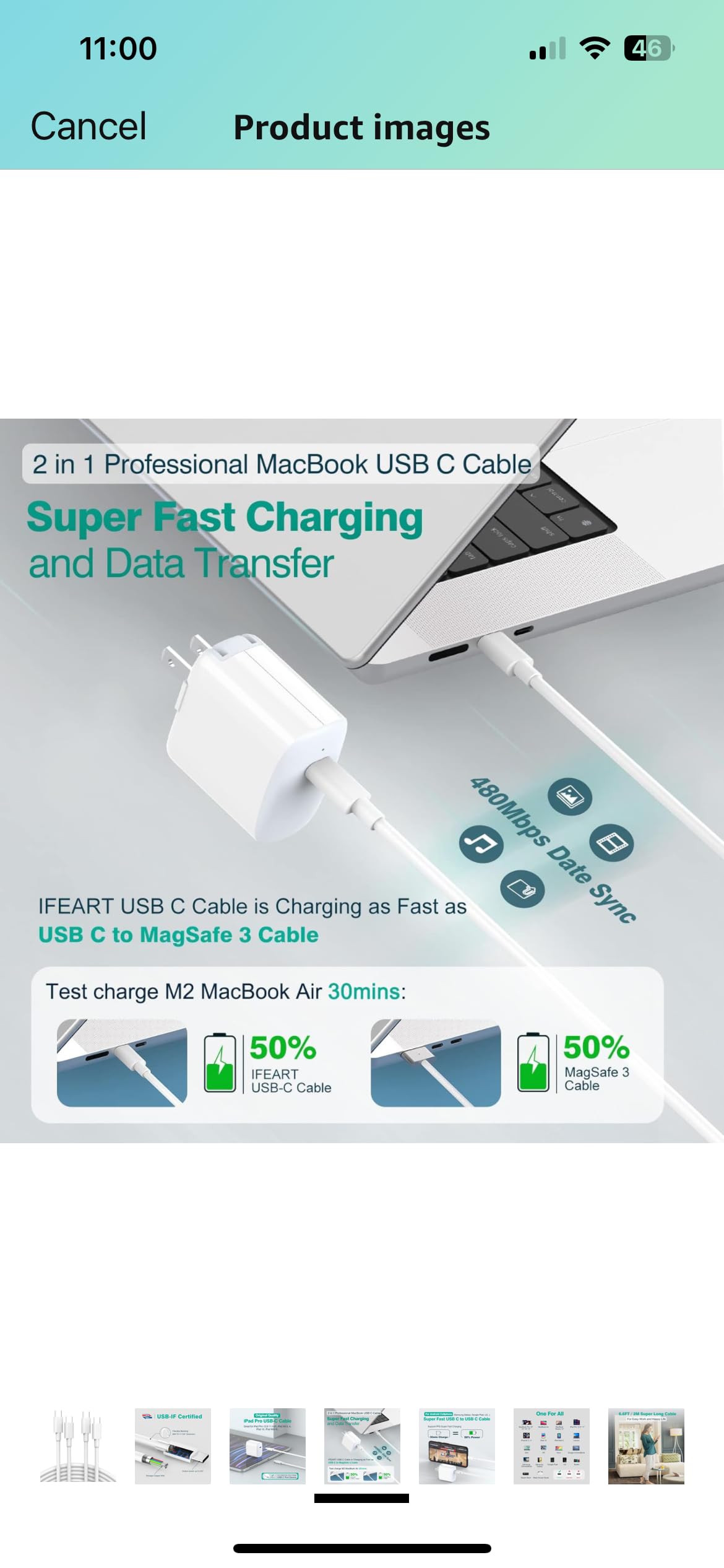 100W USB-C Fast Charging Cable (2-Pack) - 6ft Durable Power Cord for MacBook Pro, iPhone 16 Pro/Max, iPad, Samsung Galaxy & Beats Studio Buds - Perfect for Home, Office & Travel Charging