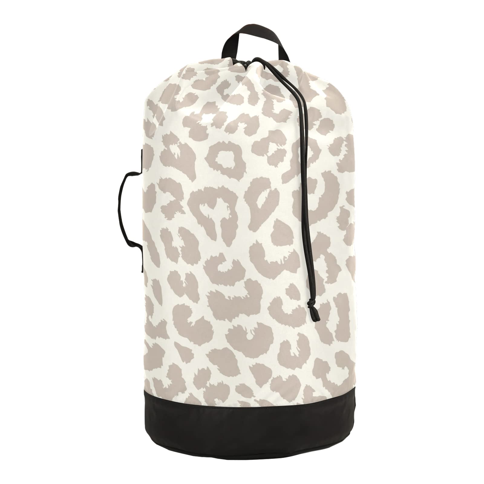 Leopard Print Laundry Backpack with Drawstring Closure - Waterproof Travel Laundry Bag for College, Gym, Dorm, Apartment & Laundromat | Portable Clothes Hamper for Camping, Vacation & Business Trips