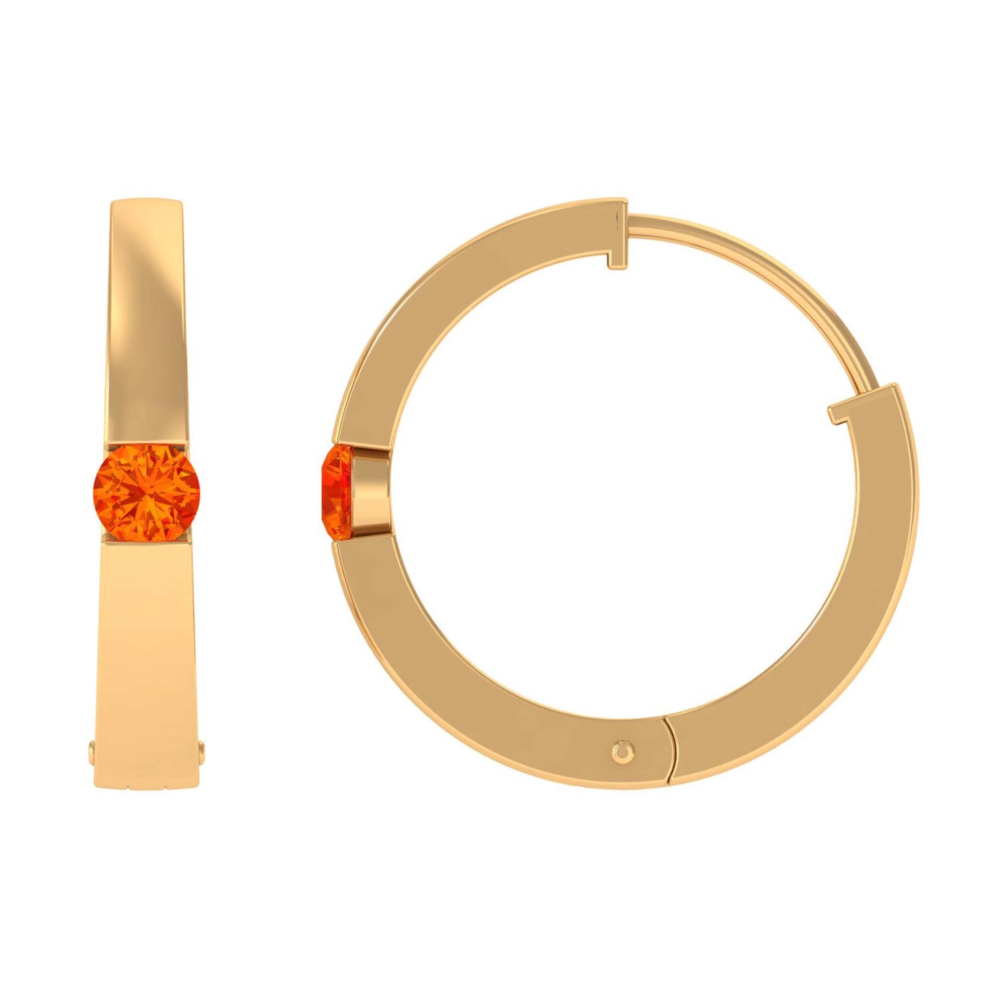 0.25 CT Orange Sapphire Hoop Earrings for Women - Tension Mount Setting, September Birthstone Jewelry - Perfect for Birthday Gifts, Anniversary & Everyday Wear