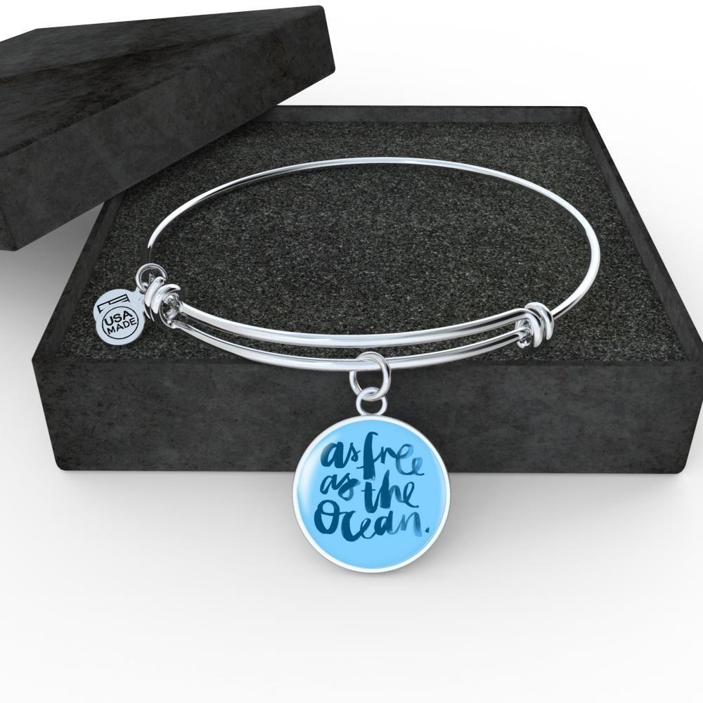 Free As The Ocean Bangle Bracelet - Elegant Adjustable Women's Jewelry for Beach, Vacation & Everyday Wear
