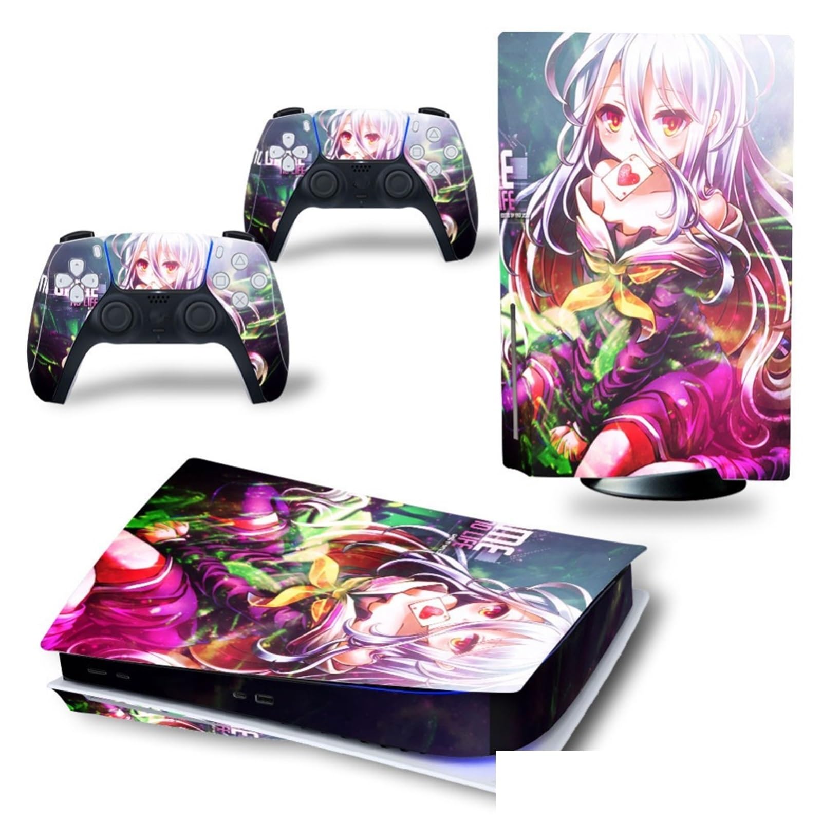 PS5 Disc Edition Console Skin Decal - Vinyl Cover for PlayStation 5 with 2 Controller Wraps (Bubble-Free, Scratch-Resistant) - Perfect for Gaming Setups & Home Entertainment Systems