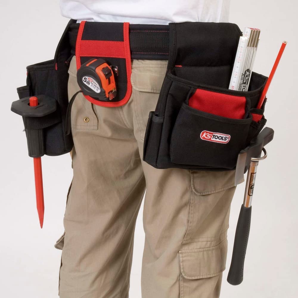 KS TOOLS Professional Tool Belt - Heavy Duty Work Belt for Carpenters, Electricians & Construction Workers - Durable & Adjustable for Comfort - Perfect for DIY Projects & Home Renovations