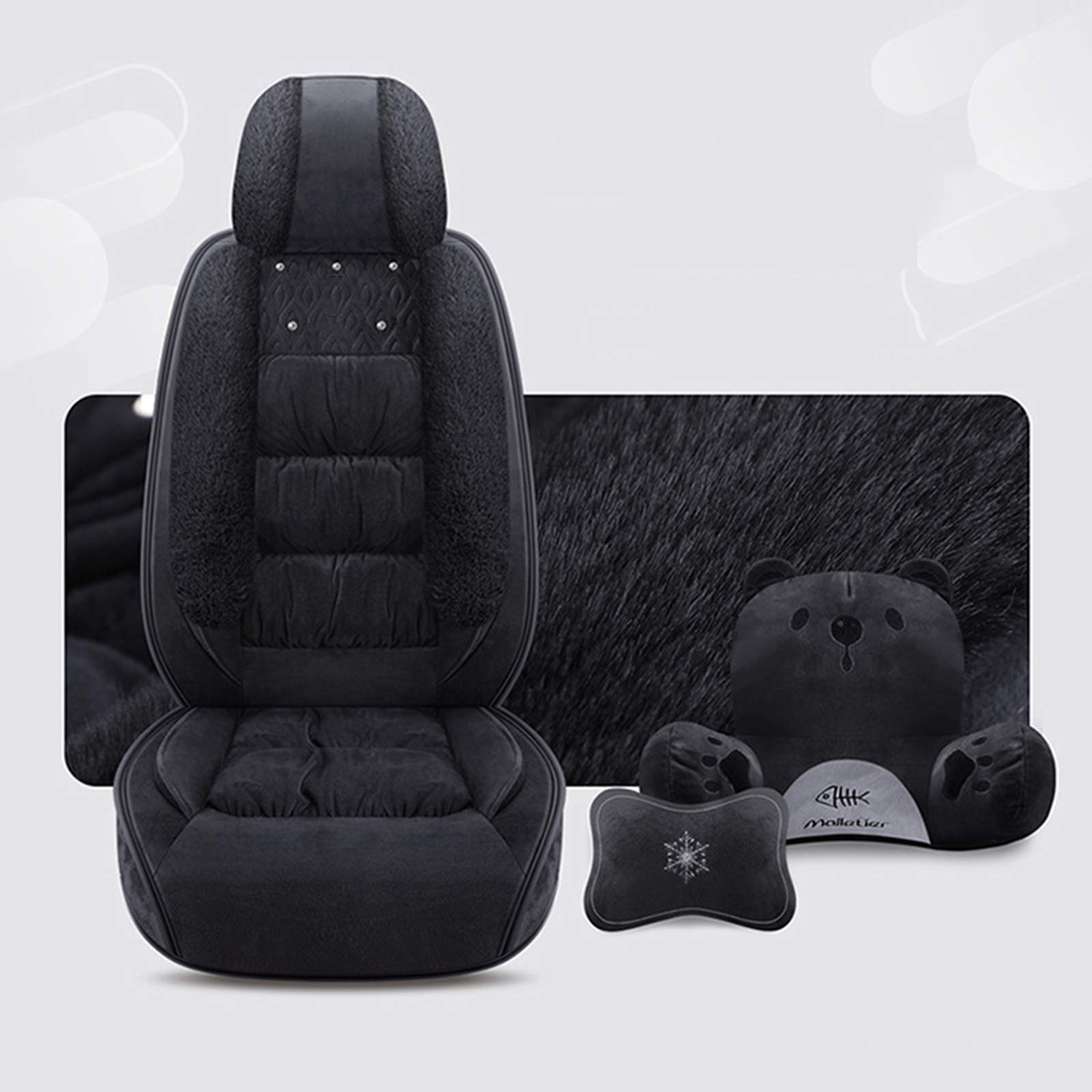 Premium Plush Warm Car Seat Cover - Soft & Fluffy Winter Protection for Cars, SUVs & Trucks | Universal Fit | Black | Cozy Driving in Cold Weather