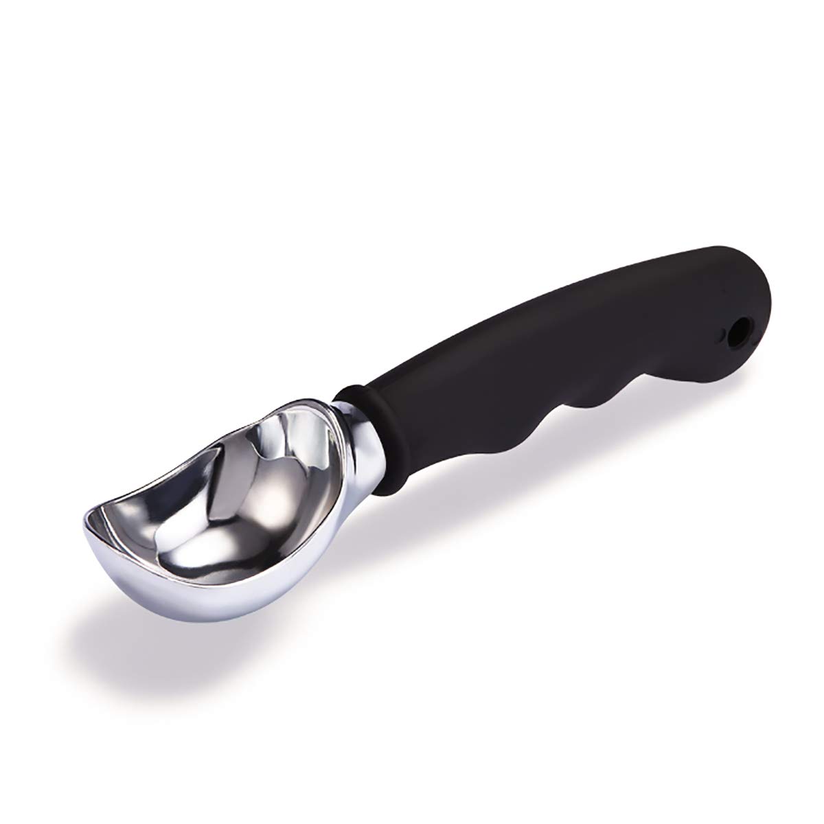Premium Ice Cream Scoop with Comfortable Silicone Non-Slip Grip - Ergonomic Handle for Easy Ice Cream, Cookie Dough & Pie Serving - Dishwasher Safe Kitchen Tool (Black) - Perfect for Home Kitchens, Ice Cream Shops & Baking Enthusiasts
