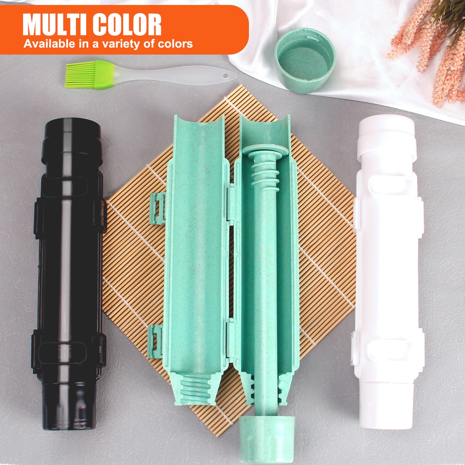 Premium Bamboo Sushi Making Kit - Complete Sushi Roller & Bazooka Maker Set with Bamboo Rolling Mat for Beginners (Green) | Perfect for Home Cooking, Party Snacks & Japanese Cuisine Lovers