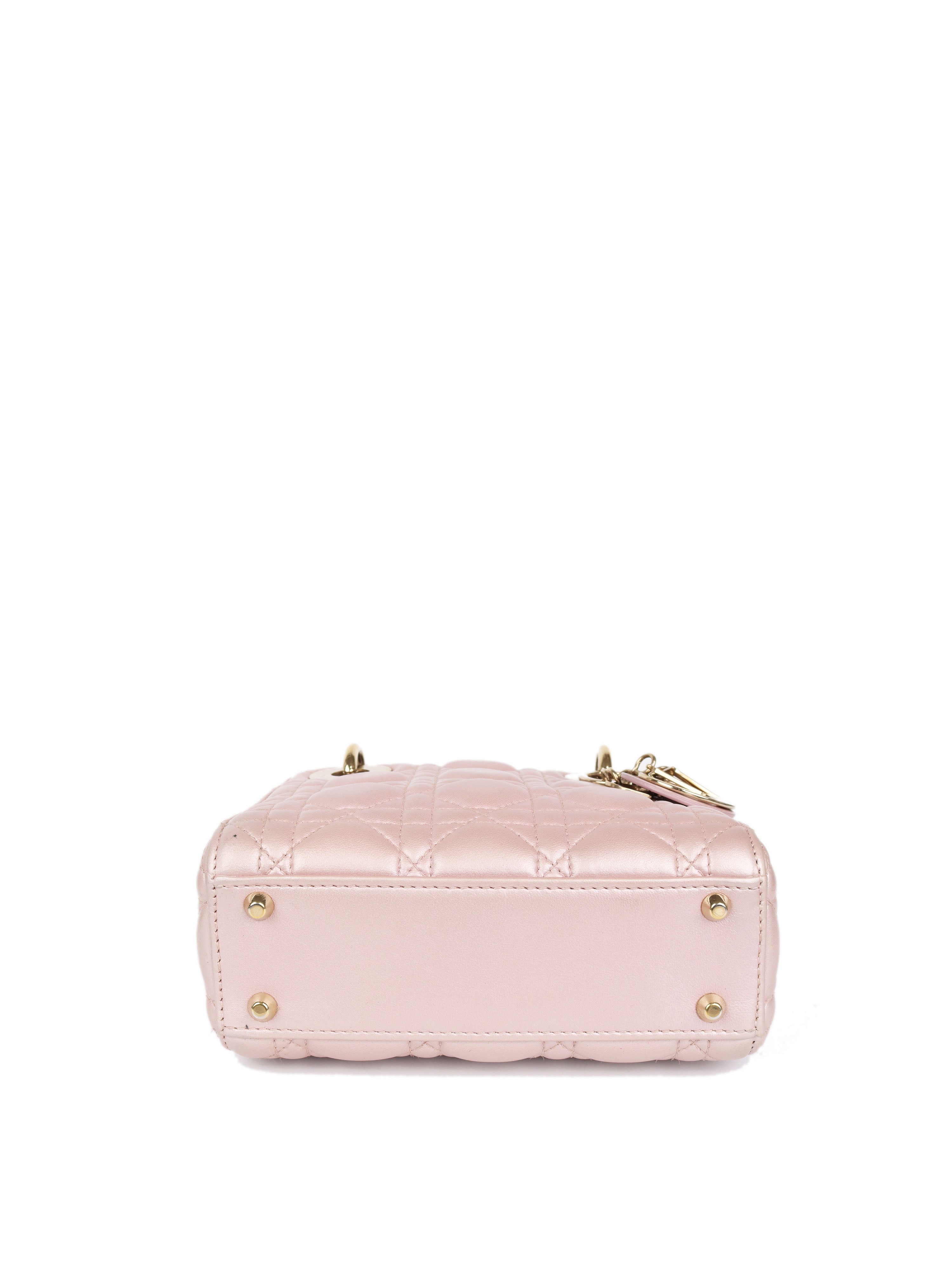 Dior Lotus Pearlescent Cannage Mini Lady Dior Handbag - Luxury Designer Crossbody Purse for Women | Perfect for Evening Events, Weddings & Special Occasions
