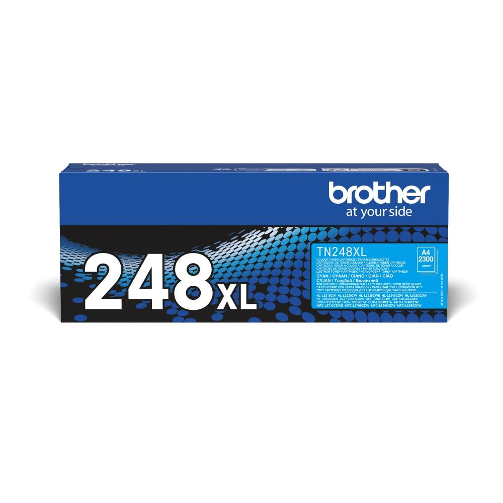 Brother TN-248XLC Genuine Cyan Toner Cartridge - High Yield Single Pack (1 Cartridge) | Perfect for Office Printers & Home Use