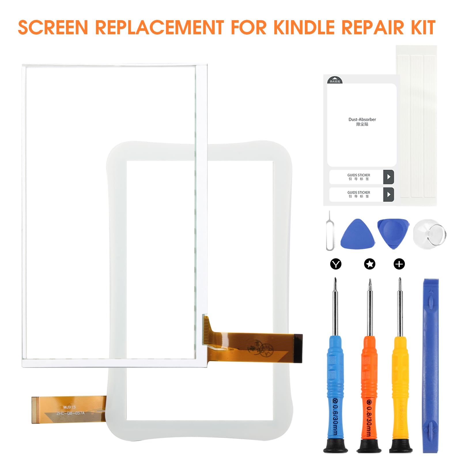 Amazon Fire Kids 7 Inch Touch Screen Digitizer Replacement - Kindle Fire Edition Touch Panel Glass Sensor with Tools (White, No LCD) - Perfect for DIY Tablet Repair & Screen Replacement