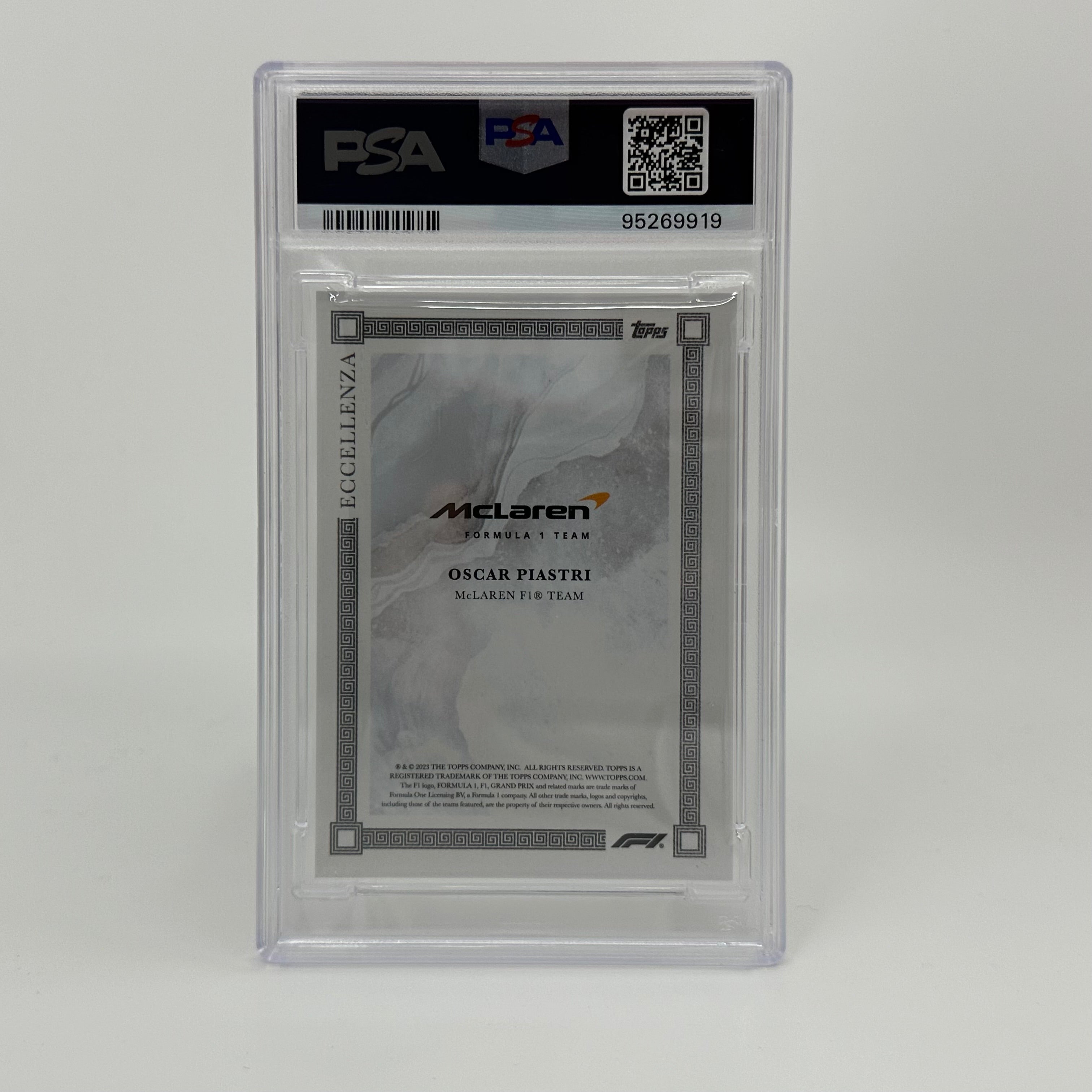 2023 Topps Eccellenza F1 Oscar Piastri Gray PSA 9 /75 - Rare Collectible Trading Card for F1 Fans & Sports Memorabilia Collectors