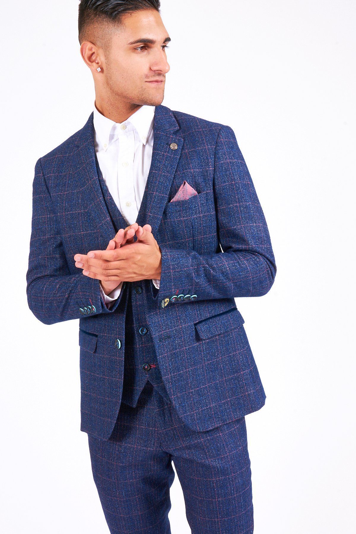 HARRY Indigo Tweed Check Blazer for Women - Classic Slim Fit Single Breasted Jacket - Office Wear, Business Attire & Formal Occasions