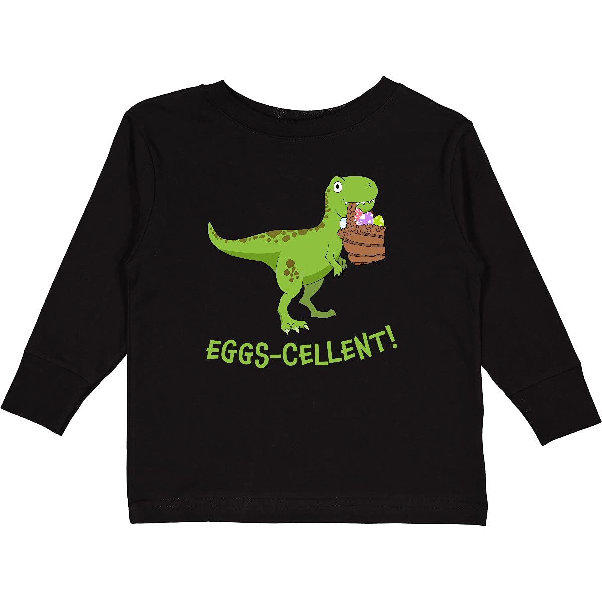 Inktastic Eggs-cellent Cute Easter T-Rex Dinosaur Toddler Long Sleeve T-Shirt - Fun Holiday Outfit for Easter Egg Hunts & Spring Celebrations