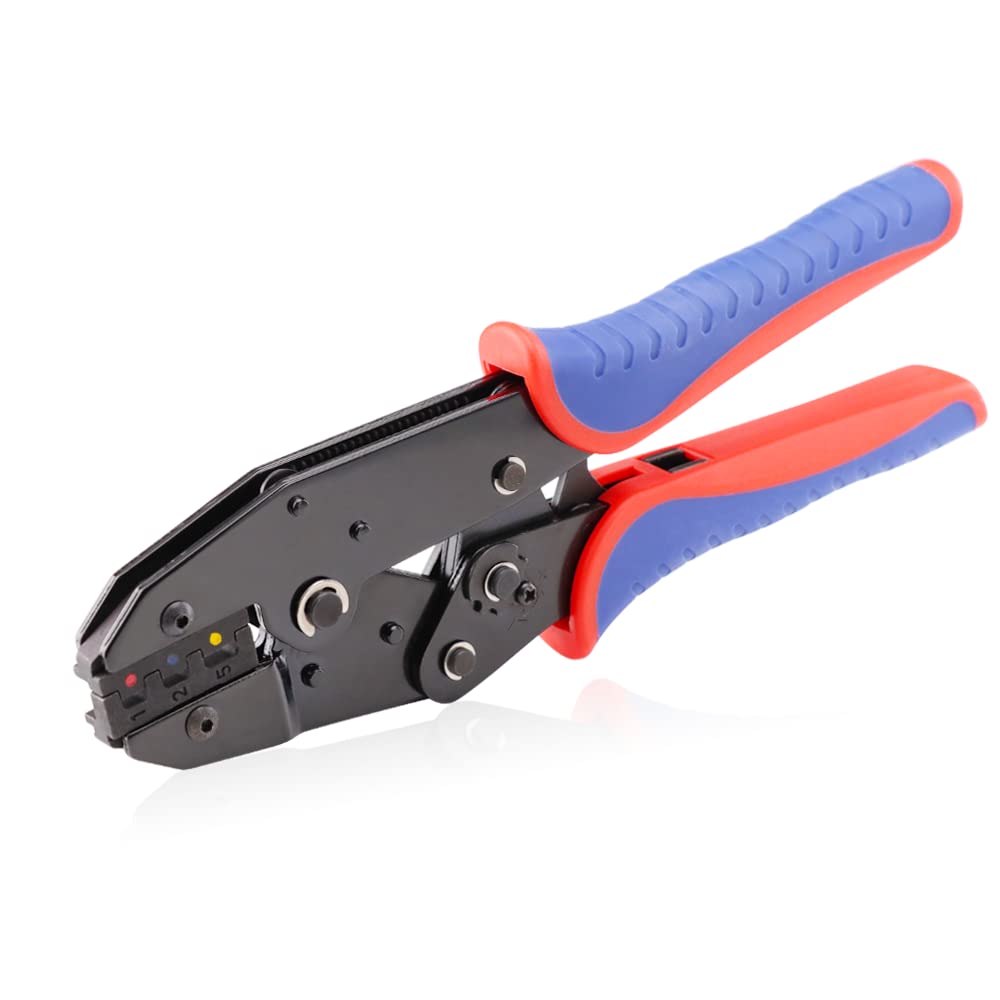 HKS Ratcheting Crimping Tool for Heat Shrink Connectors - Professional Wire Crimper for AWG 22-10 (0.5-6.0mm²) - Electrical Terminal Crimper - Perfect for Automotive Wiring, Marine Applications & DIY Electrical Projects