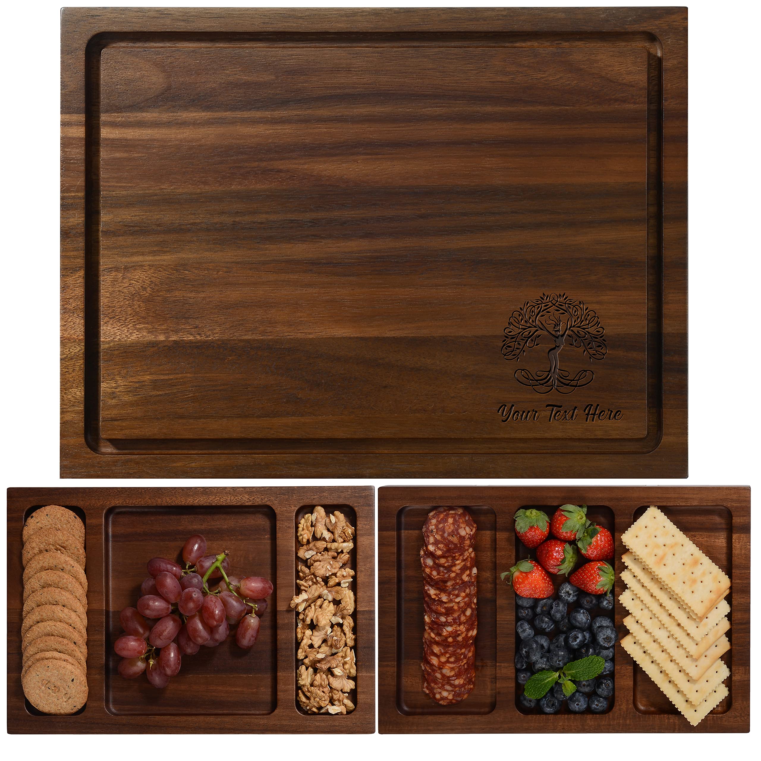 Premium Magnetic Charcuterie Board Set - Engraved Double-Sided Cheese & Meat Serving Tray with Customization - Perfect for Wine Parties, Charcuterie Platters & Gourmet Entertaining