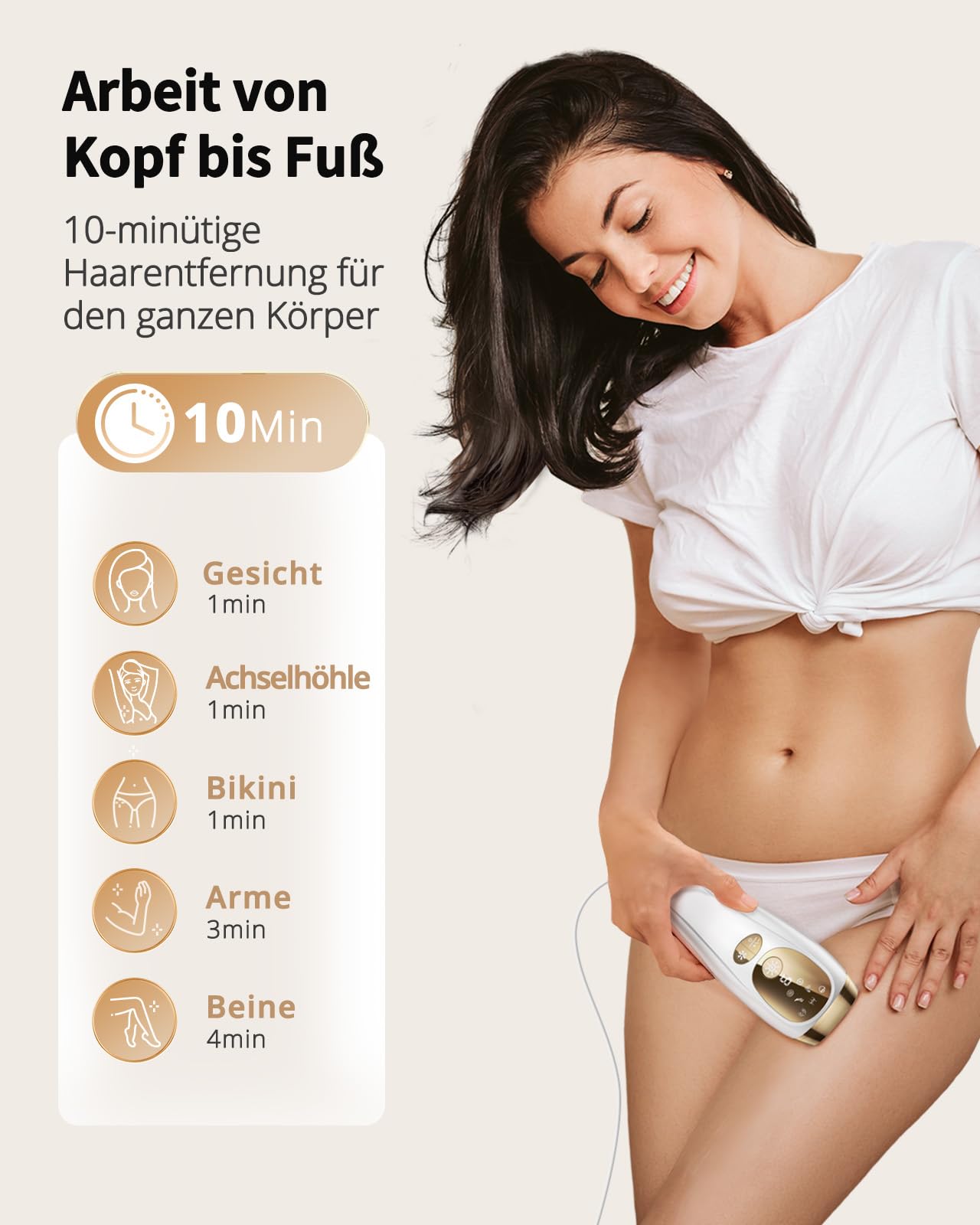 Glattol IPL Hair Removal Device for Women & Men - 9 Energy Levels, 999,900 Flashes, Painless Laser Hair Removal with Cooling Function - At-Home Hair Removal for Face, Legs, Arms, Bikini Line & Body (Perfect for Smooth Skin Before Beach Trips & Summer Outfits)