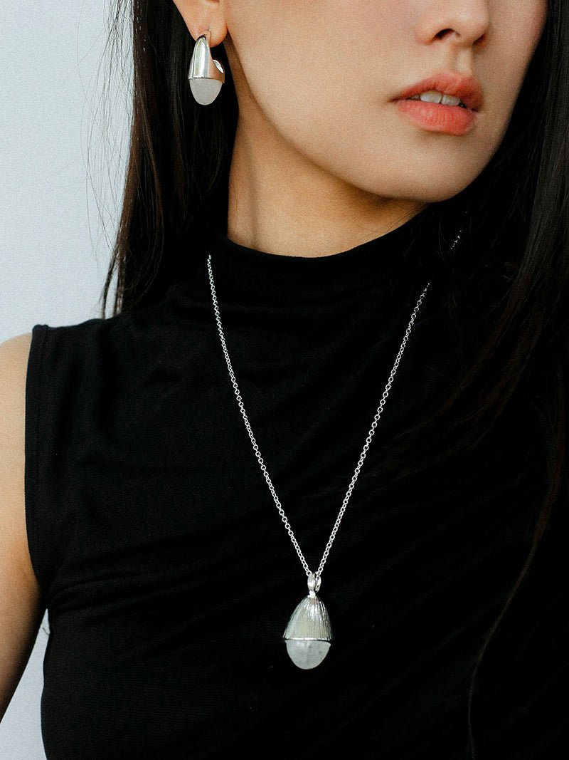 Hilltop Earrings - Sterling Silver White Jade Dangle Earrings for Women, Elegant Handmade Jewelry Gift for Wedding, Party & Everyday Wear