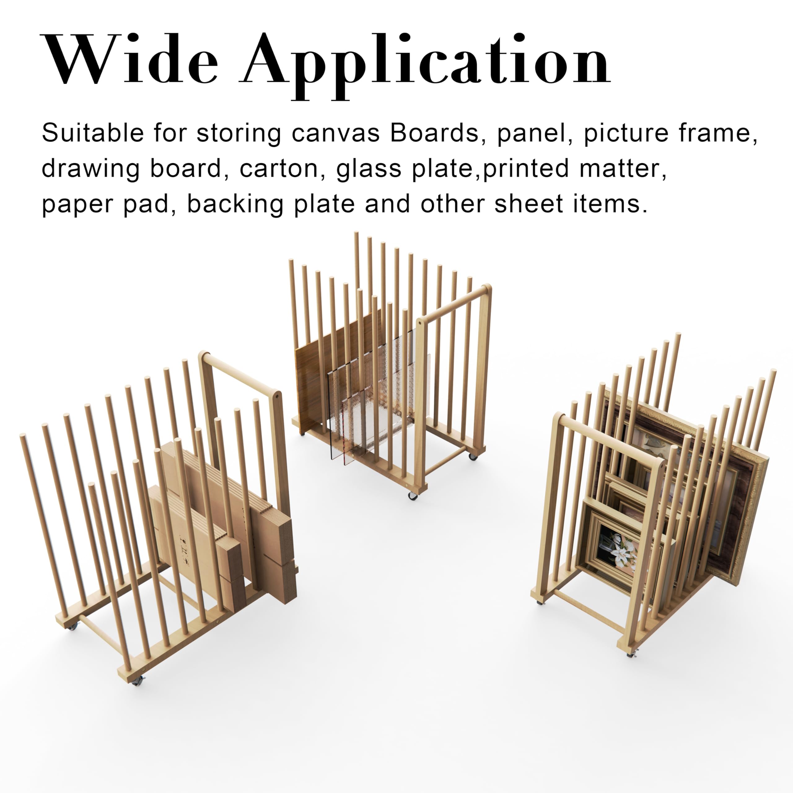 Art Storage Rack with Handle & Wheels - Canvas Board Organizer for Drawing Panels, Paper Pads & Art Supplies | Perfect for Art Studios, Galleries & Home Artworks Storage