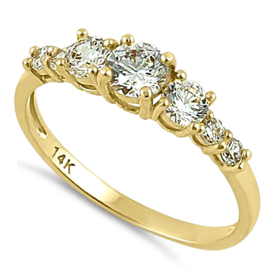 14K Yellow Gold Triple Round Clear Cubic Zirconia Engagement Ring for Women - Perfect for Proposals, Anniversaries, and Special Occasions
