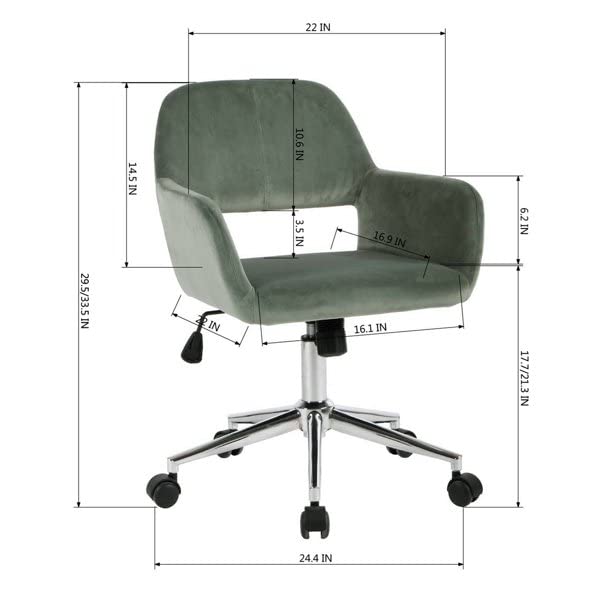 HomVent Velvet Swivel Desk Chair with Cute Hollow Mid-Back - Ergonomic Upholstered Task Chair for Office, Living Room, Vanity & Makeup Room - Perfect for Home Office, Gaming & Study Spaces