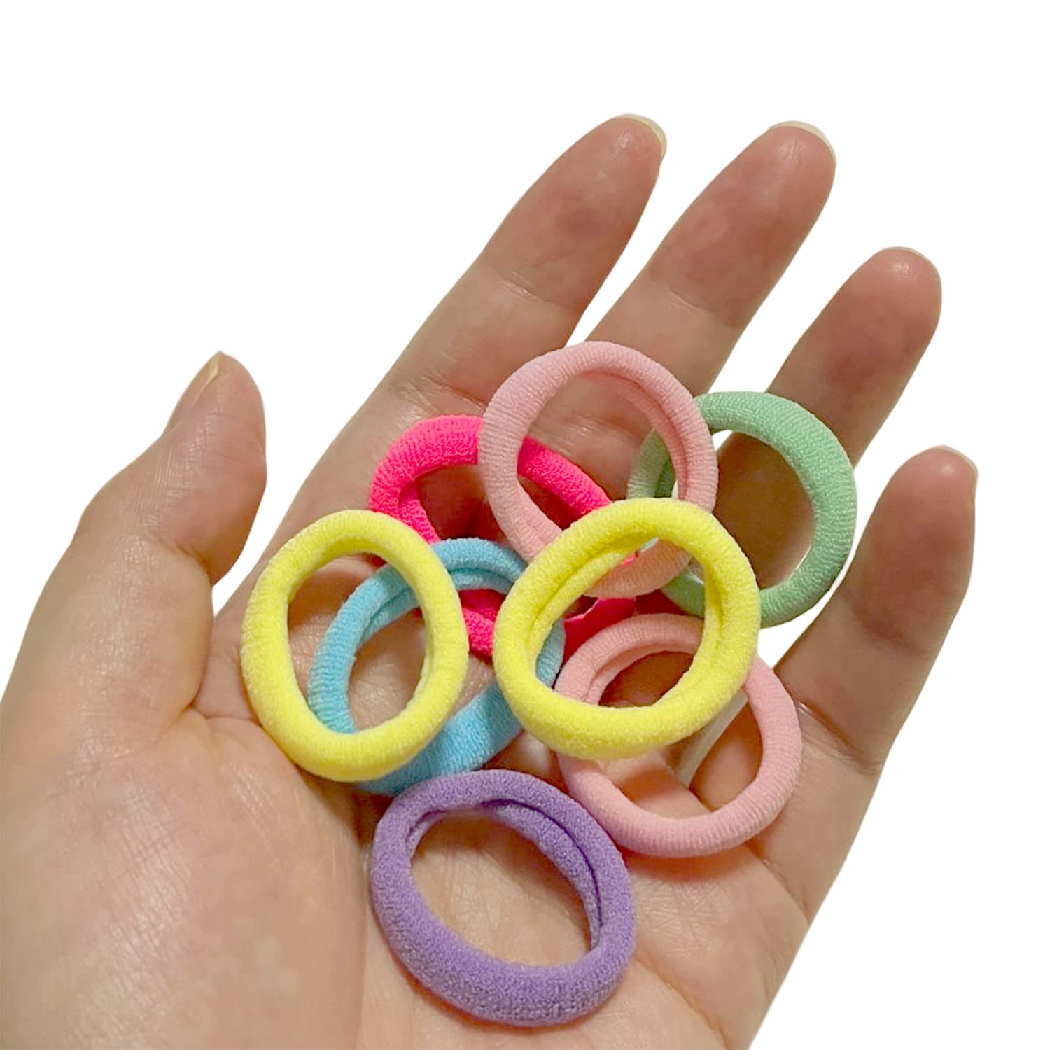 50 Pcs Seamless Hair Ties for Women & Girls - Soft Elastic Ponytail Holders (3cm, Candy Color Mix) - Perfect for School, Workouts, Yoga and Daily Styling