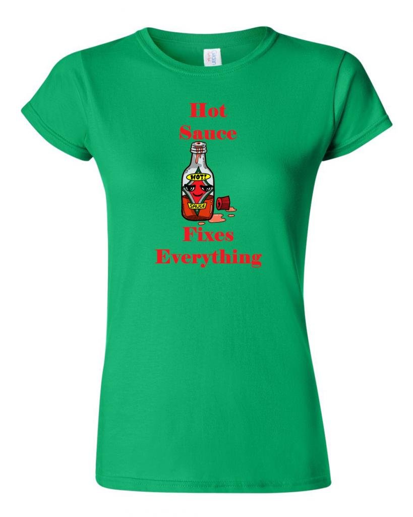 Junior Hot Sauce Fixes Everything Funny Novelty T-Shirt - Cool Graphic Tee for Hot Sauce Lovers - Perfect Gift for Spicy Food Fans & BBQ Parties