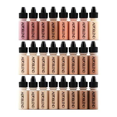 Aeroblend Airbrush Makeup PRO Starter Kit - Professional Cosmetic Airbrush System with 24 Colors - Perfect for Bridal, Halloween & Special Effects Makeup