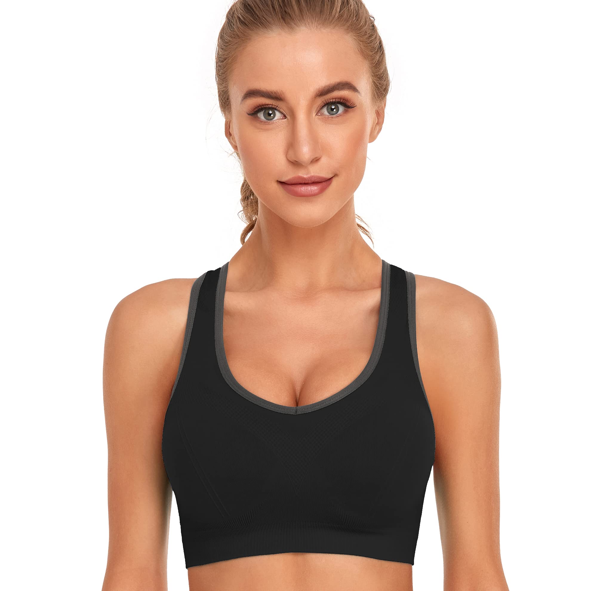 GXXGE Women's High Impact Sports Bra - Padded Racerback Workout Bra for Running, Yoga & Gym - Breathable Activewear Fitness Top for High-Intensity Exercise & Daily Wear