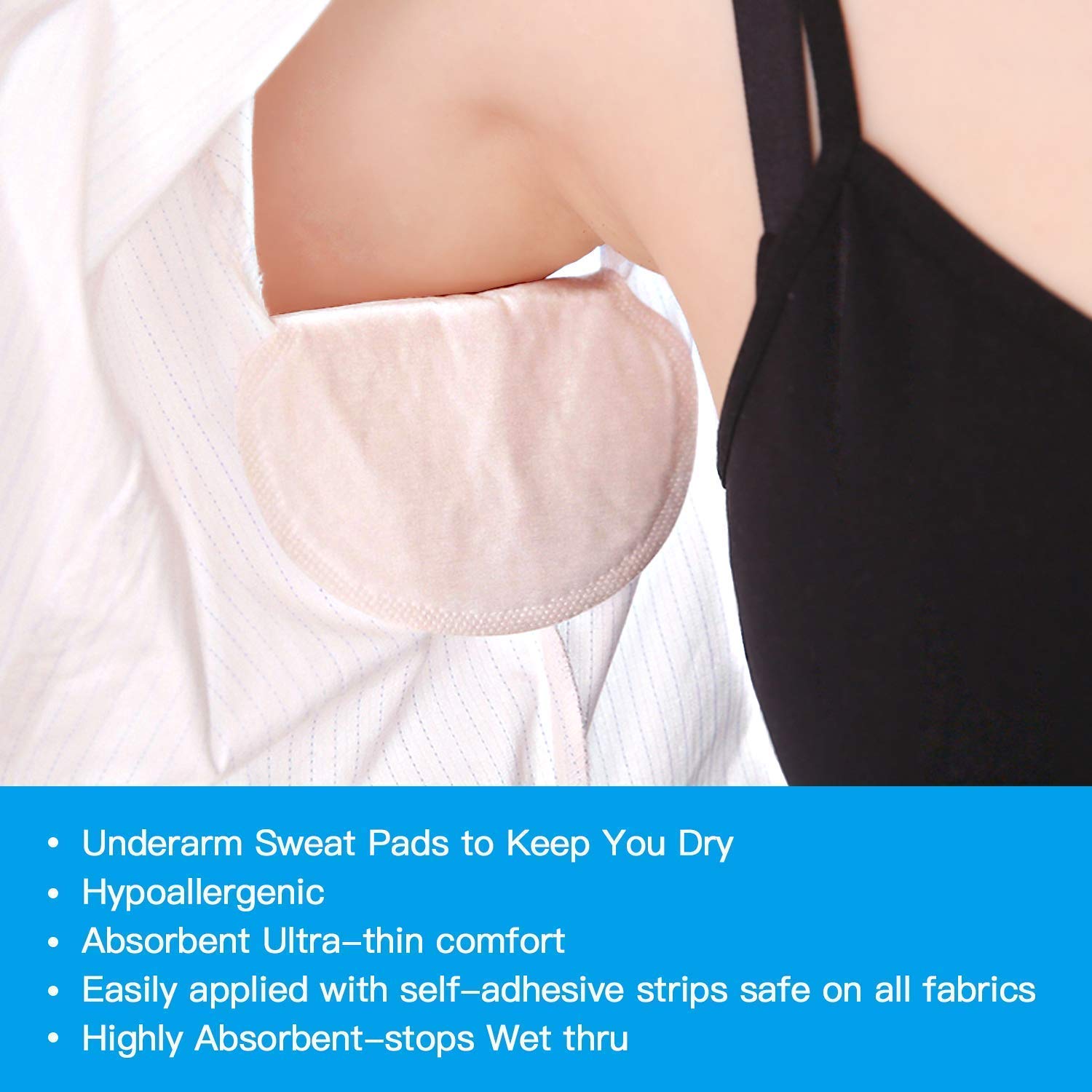 Premium Underarm Sweat Pads for Women & Men - 80 Pack Extra Large Disposable Armpit Shields for Hyperhidrosis Protection | Odor Control, Invisible & Comfortable | Ideal for Workouts, Business Attire & Daily Wear