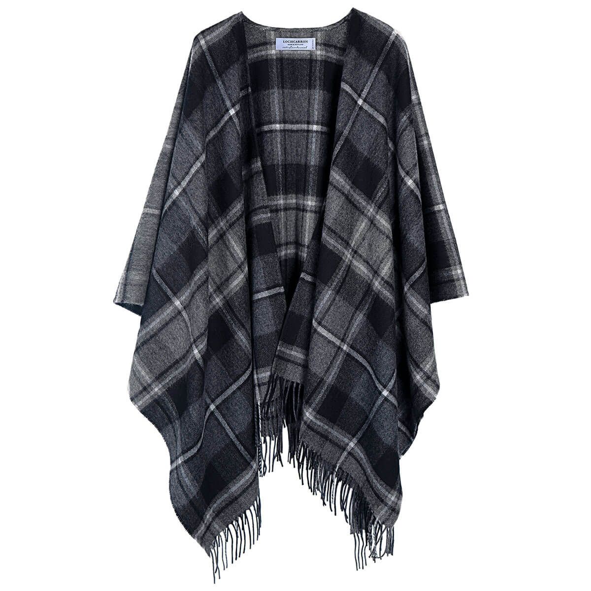 Alice MacRae Hunting Grey Lambswool Serape - Premium Wool Poncho for Women, Cozy Winter Shawl Wrap, Perfect for Outdoor Adventures & Casual Wear