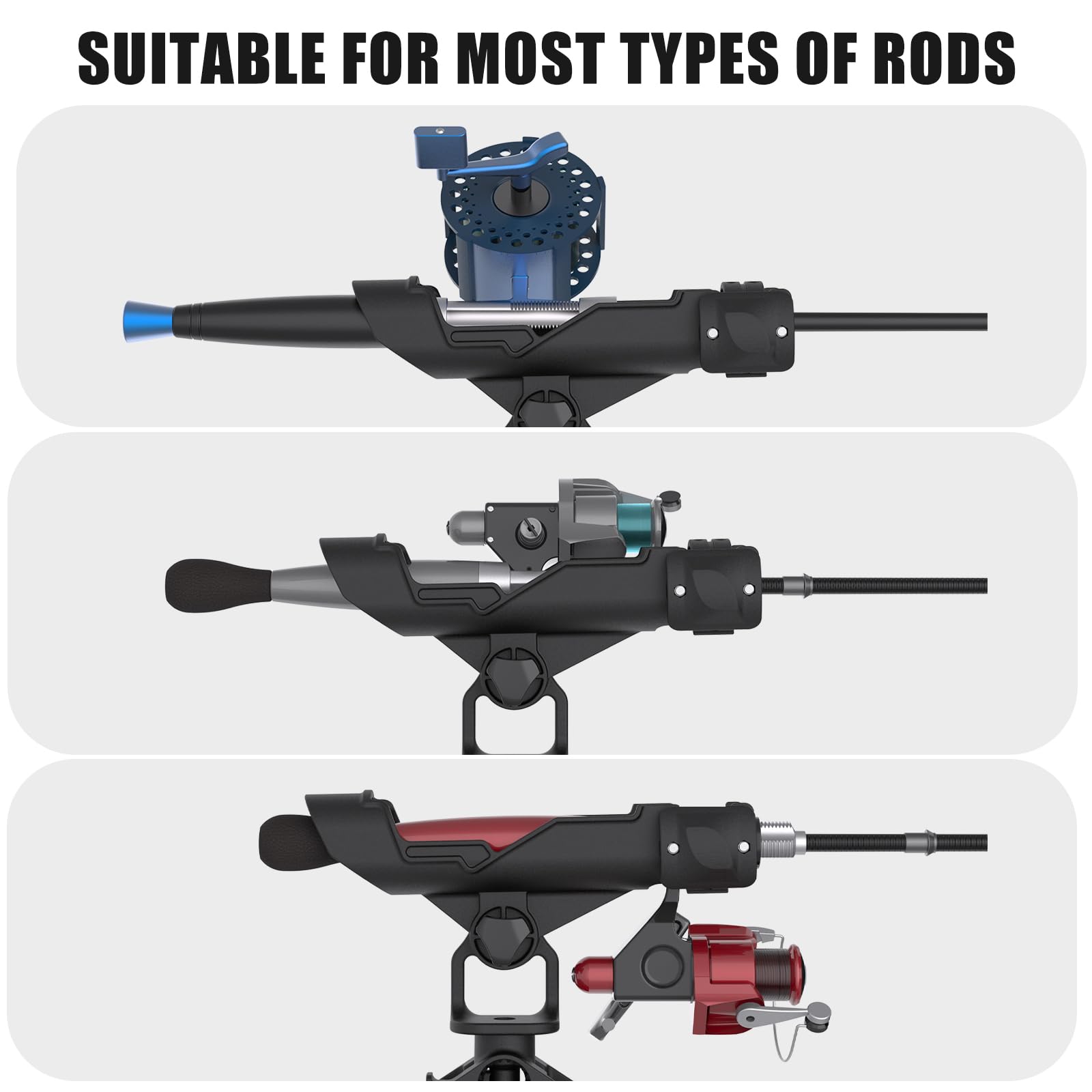 **Adjustable 360° Fishing Rod Holders for Boats - Combo Mount Fishing Pole Rack - Perfect for Saltwater & Freshwater Fishing, Trolling, and Offshore Angling**