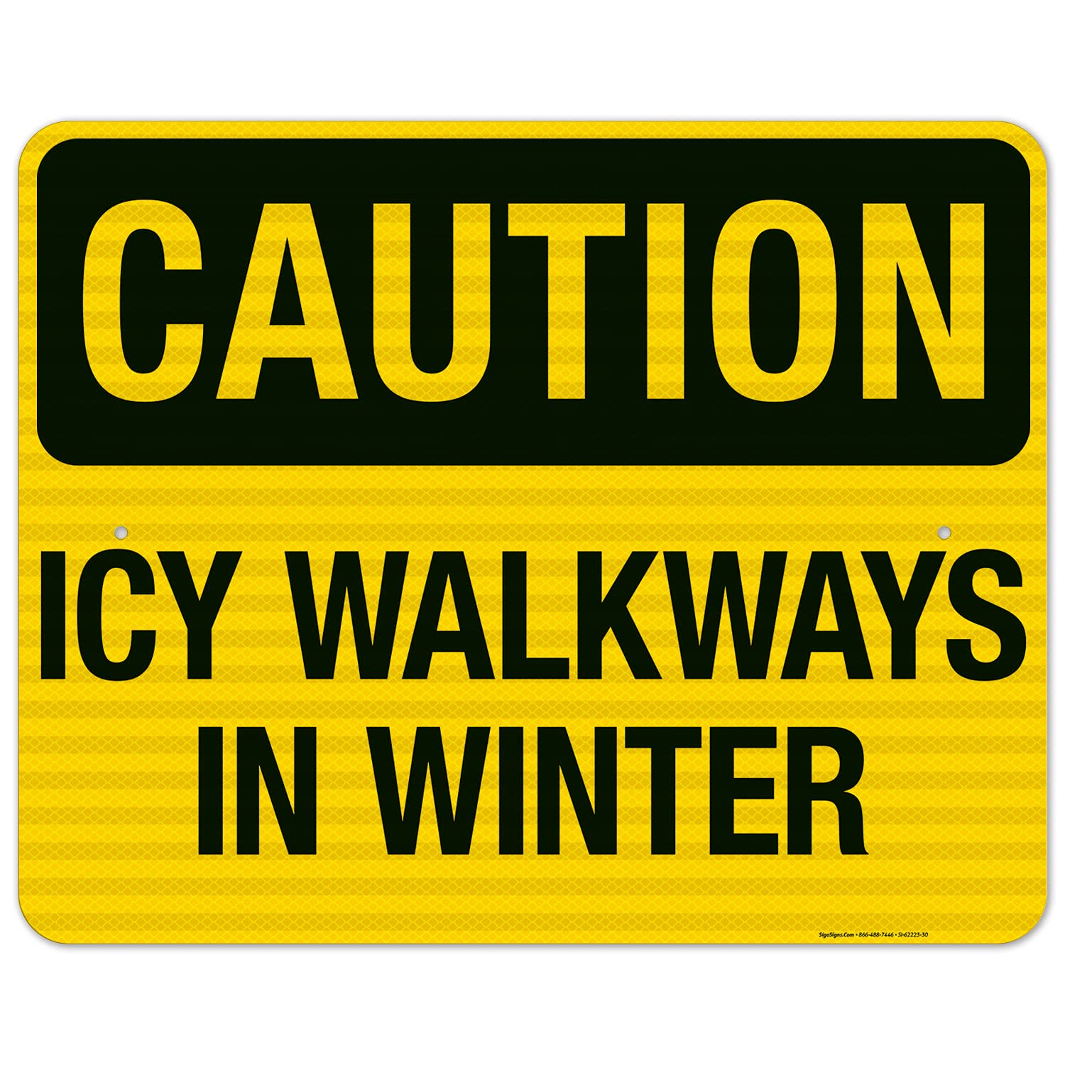 3M EGP Reflective Aluminum Winter Warning Sign - 24x30 Inch Slippery Walkway Caution Sign for Icy Conditions | Durable .080 Thick Fade-Resistant Metal Sign | Made in USA | Perfect for Parking Lots, Sidewalks & Business Entrances