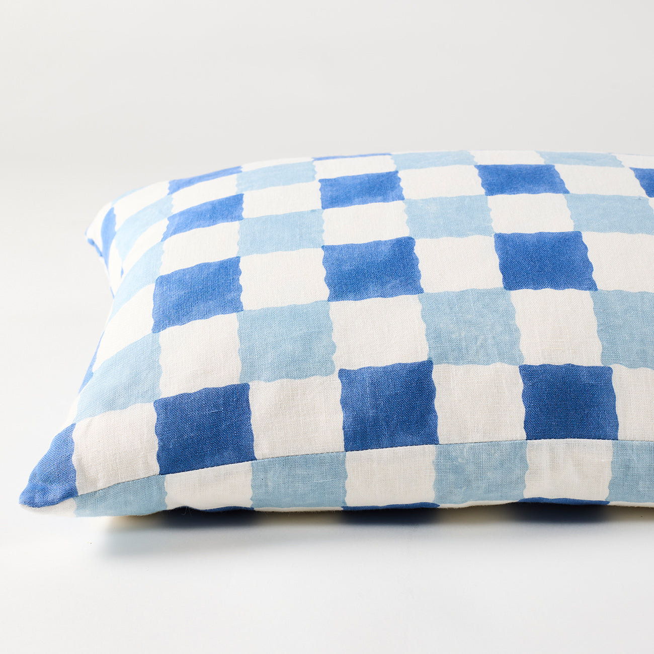 Blue Checkered Cushion - Soft & Stylish Home Decor for Sofa, Bed, or Office - Perfect for Comfort & Style