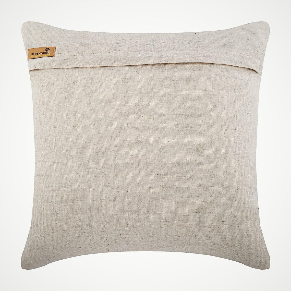 HomeCentric 16x16 Inch (40x40 cm) Cotton Linen Throw Pillow Covers - Ecru Bird & Peacock Feather Design for Sofa, Living Room & Bedroom Decor | Modern Decorative Pillow Covers for Couch, Sectional & Home Styling