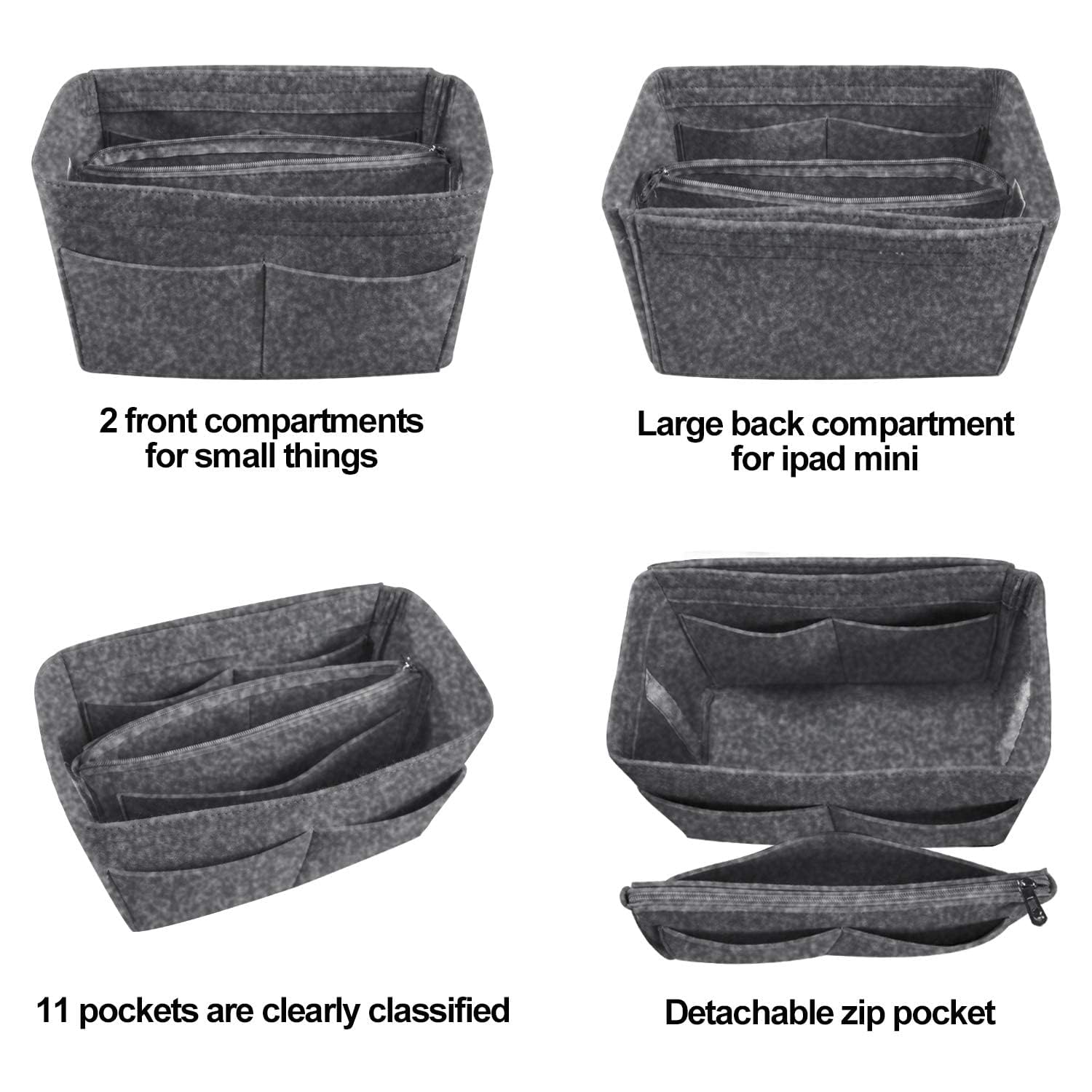 OMYSTYLE Felt Purse Organizer Insert - 5 Sizes Handbag Dividers for Longchamp, Neverfull, Speedy & More | Tote Bag Organizer for Women | Perfect for Travel, Work & Daily Use