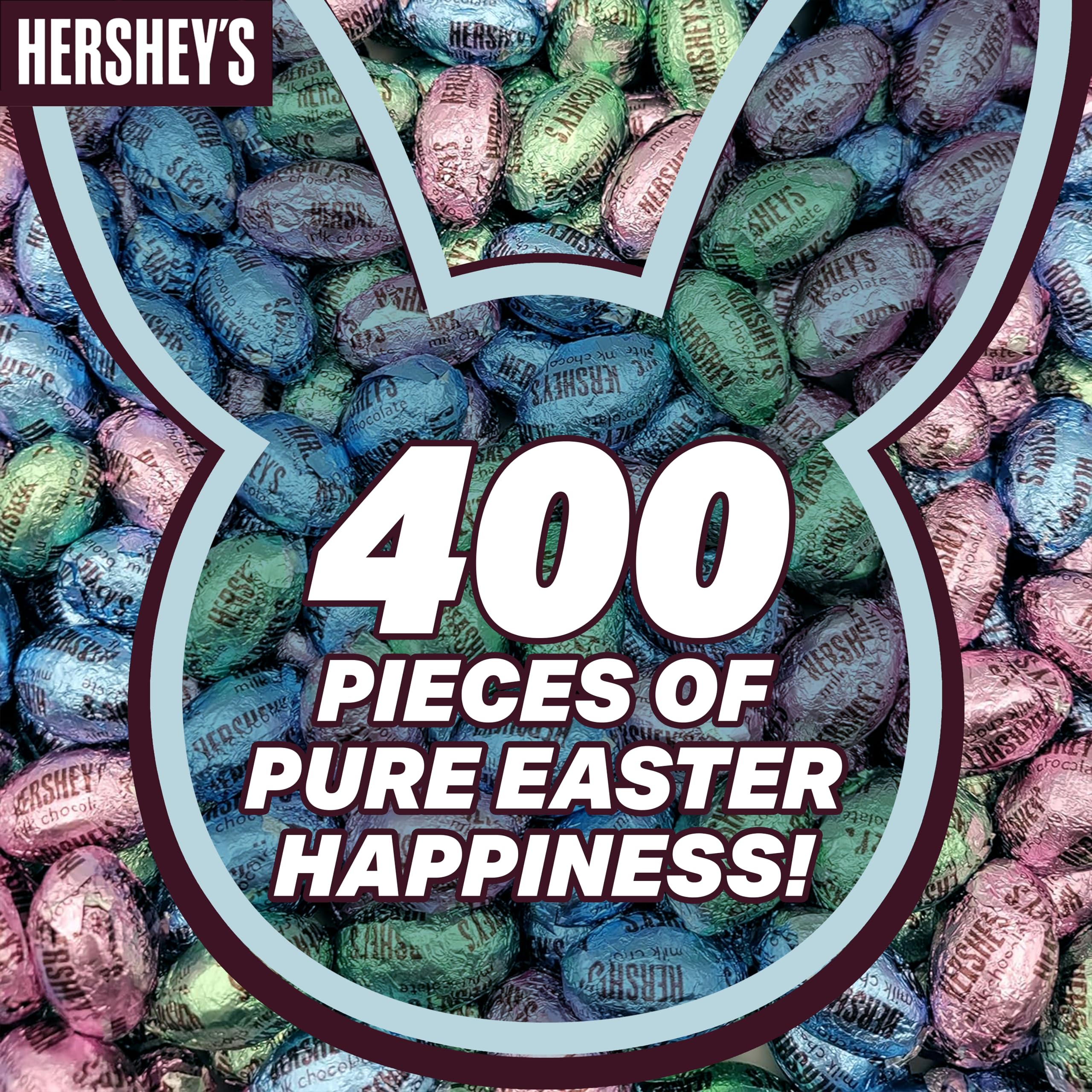 **Hershey's Milk Chocolate Easter Eggs - 5lb Bulk (Approx 400 Pieces) - Individually Wrapped Pastel Blue, Pink & Green Foil Candies - Easter Basket Stuffers, Party Favors & Holiday Gifts - Perfect for Kids, Adults & Celebrations**    *(Ideal for Easter egg hunts, office treats, party favors, holiday gifting & family snacking)*