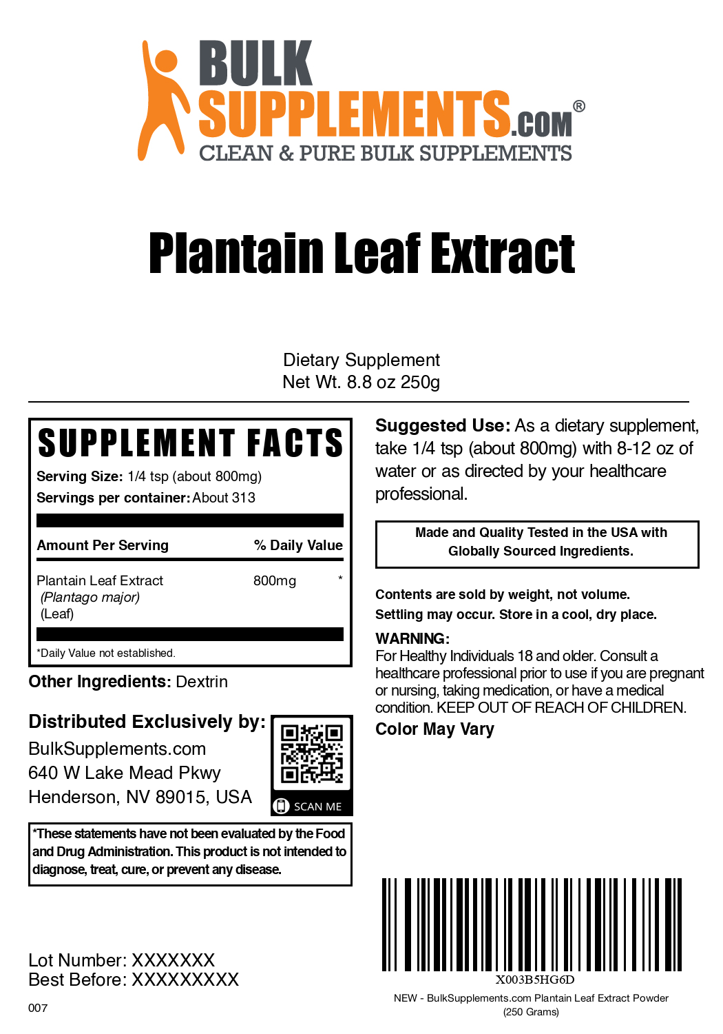 Organic Plantain Extract Powder - 100% Pure, Non-GMO, Vegan-Friendly for Digestive Health & Immune Support - Perfect for Smoothies, Teas, and Herbal Remedies