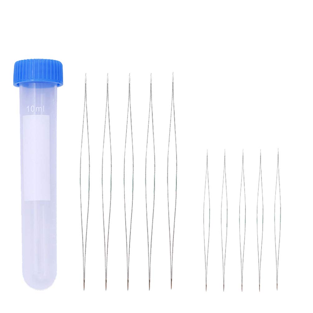 Healifty 10pcs Beading Needles Set - Big Eye Needles & Long Straight Needles with Storage Tube for DIY Jewelry Making, Sewing, Embroidery & Crafting - Perfect for Handmade Bracelets, Necklaces & Fabric Art Projects