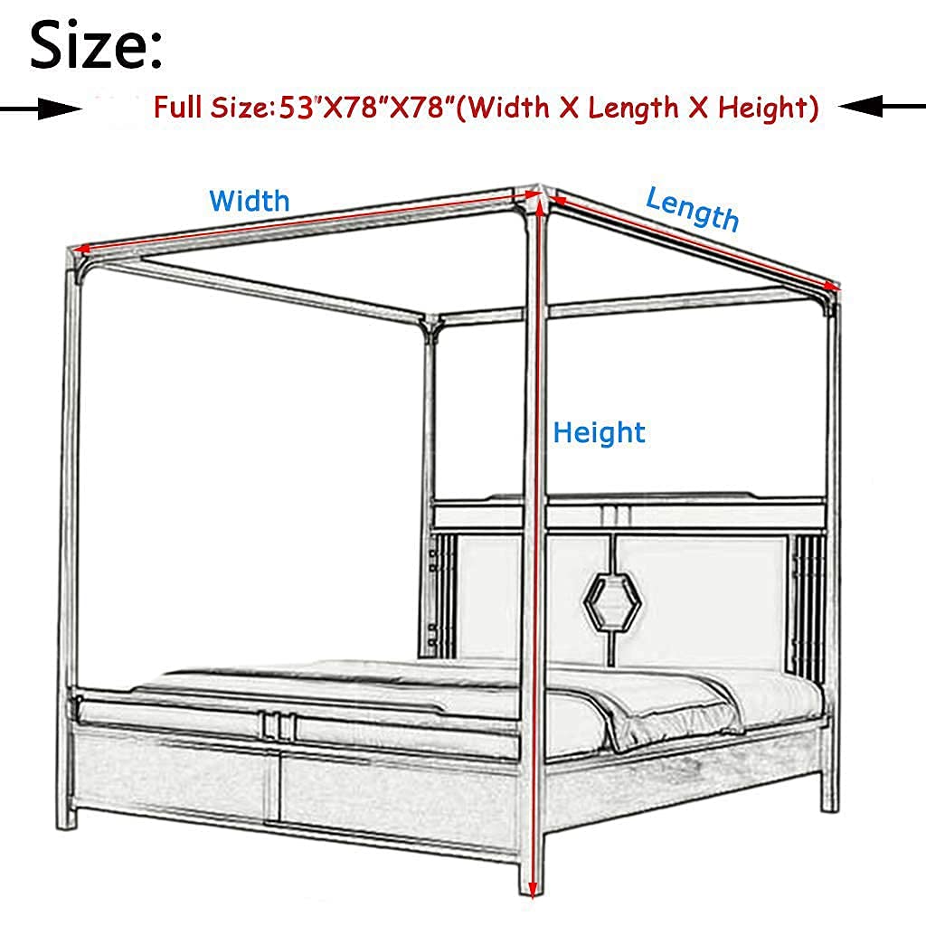 Princess 4 Corner Post Bed Canopy - Windproof & Lightproof Mosquito Net for Adults & Kids | Black Star Pattern | Perfect for Bedroom Decor, Girls' Room & Gift Giving | Creates Romantic & Cozy Sleeping Space