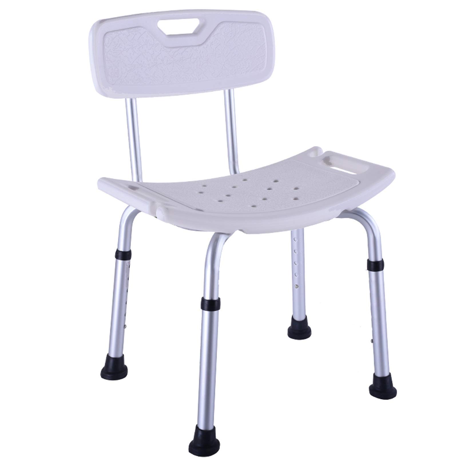 Non-Slip Shower Stool with Backrest - Adjustable Height Bathtub Transfer Bench for Elderly & Disabled - Heavy Duty Plastic & Stainless Steel Bath Chair - Ideal for Spa, Medical Bathrooms & Home Safety Use
