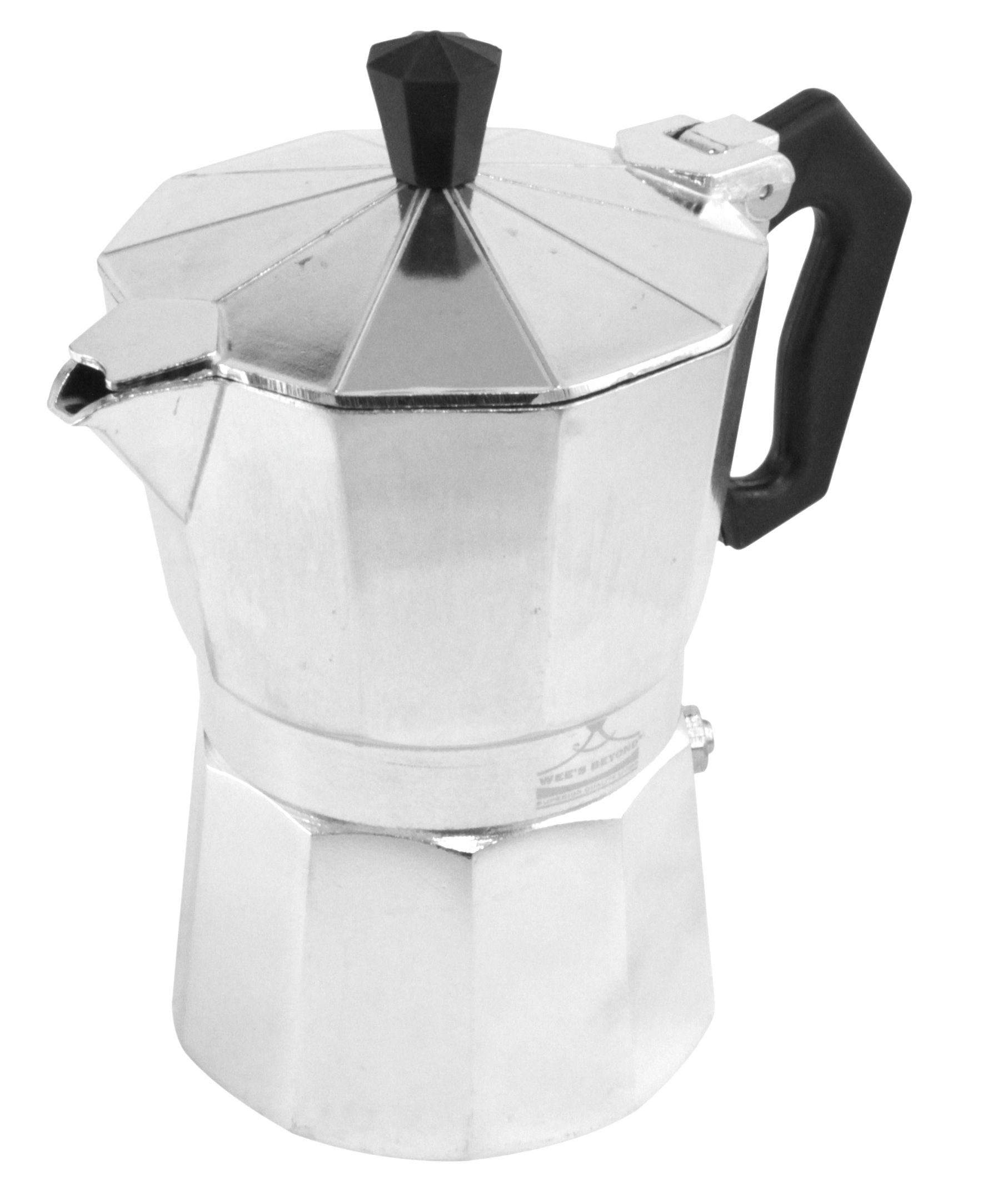 Wee's Beyond 7526-03 Brew-Fresh Aluminum Stovetop Espresso Maker, 3 Cup Capacity, Silver - Perfect for Home Coffee Brewing & Camping Trips