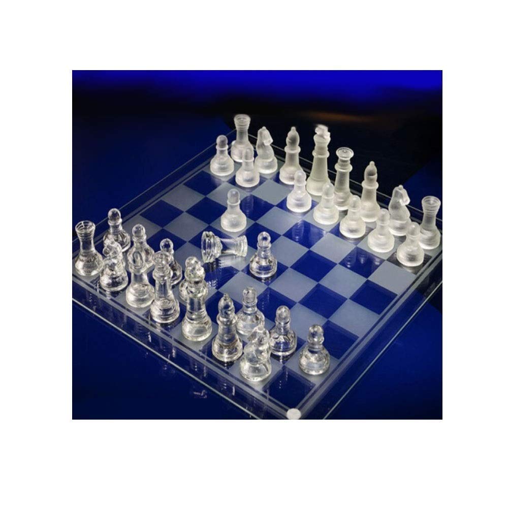 EOTECK Frosted Glass Chess Set with Transparent Glass Board - Classic Strategy Game for Adults & Kids - Perfect for Home Decor, Game Nights, and Gift Giving