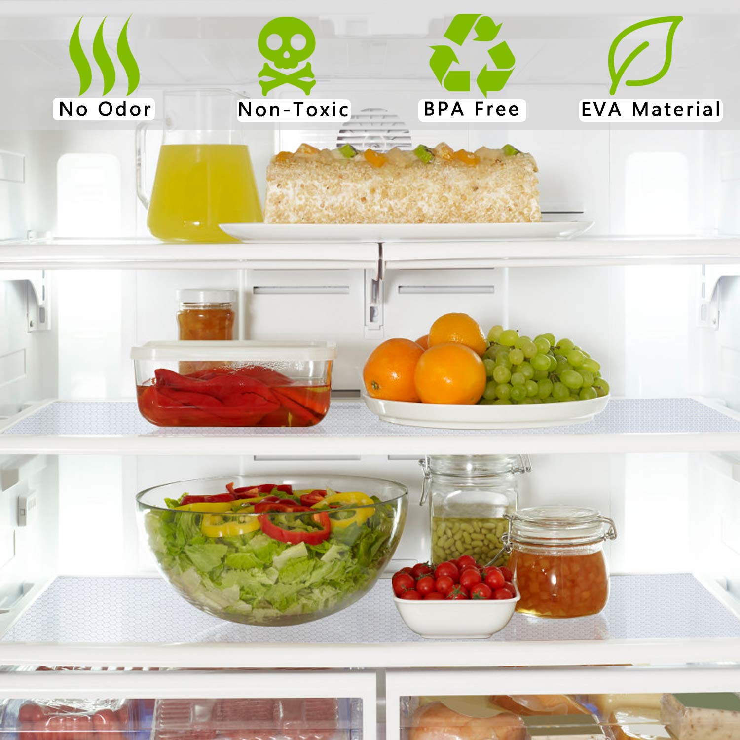 HooTown Non-Adhesive EVA Plastic Refrigerator & Freezer Shelf Liners - 11.8