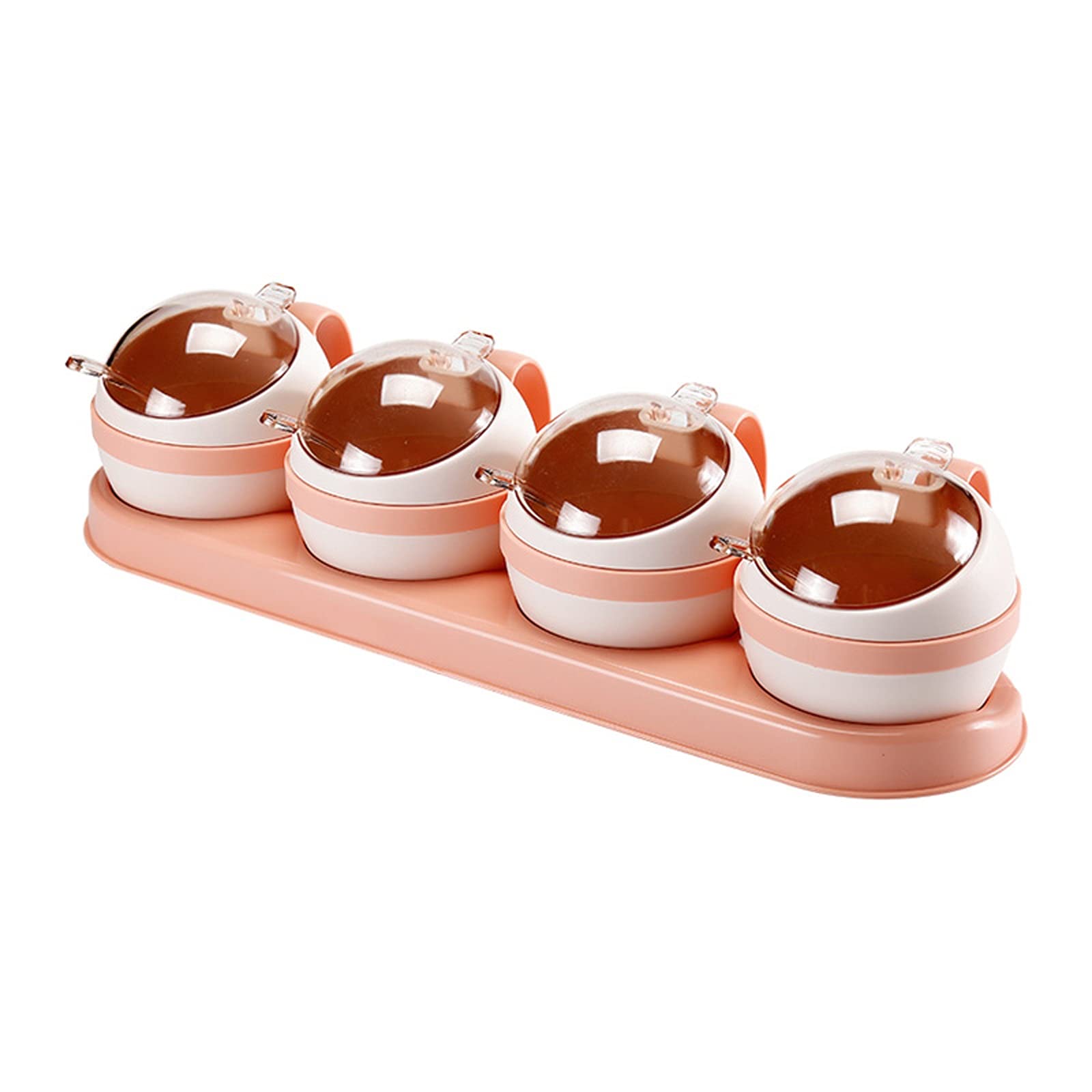 4-Compartment Spice Storage Box - Orange Kitchen Seasoning Jars for Sugar, Salt, MSG & Spices - Durable One-Piece Condiment Pots for Home & Restaurant Use - Perfect for Countertop Organization & Cooking Convenience