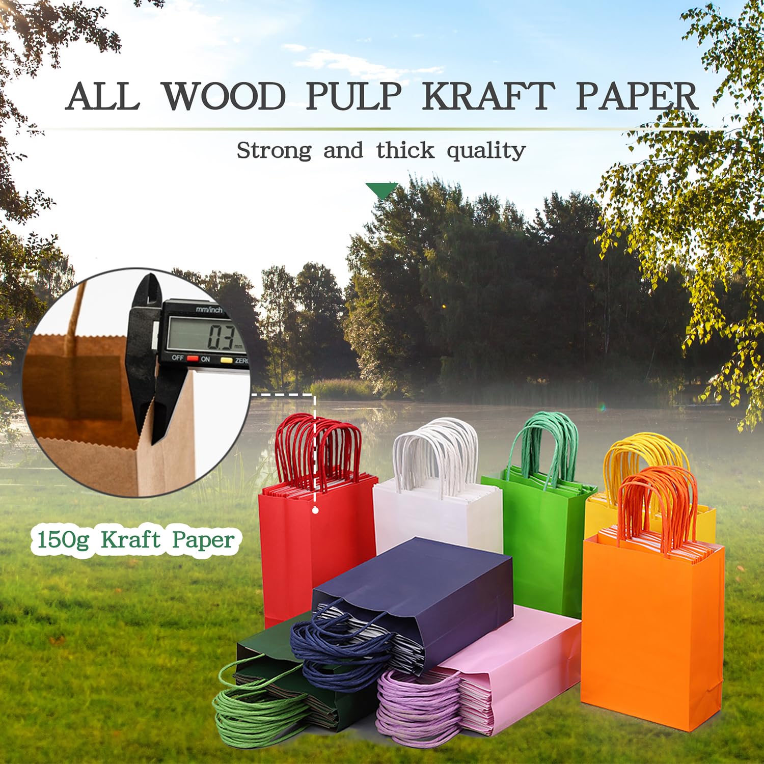 AZOWA Mini Kraft Paper Gift Bags with Handles - 25 Pcs, Red - Perfect for Party Favors, Wedding Decorations, and Small Gift Packaging