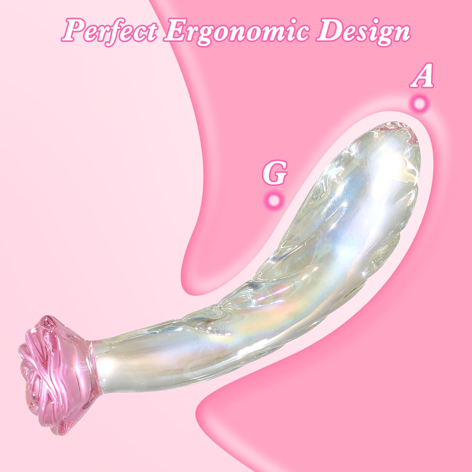 Glass Anal Dildo with Rose Design - 7.2 Inch Rainbow Monster Butt Plug for Beginners | Safe G-Spot & Clitoral Stimulation Sex Toy for Men, Women & Couples | Perfect for Solo Play, Couples Exploration & BDSM Scenes