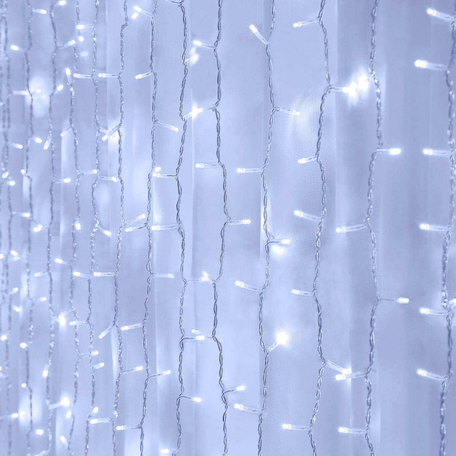 Fairy LED String Lights - Cool White Curtain Lights for Christmas, Wedding, Party, Garden & Home Decor | Indoor & Outdoor Window, Wall, Room Decoration | Perfect for Holidays, Events & Cozy Ambiance