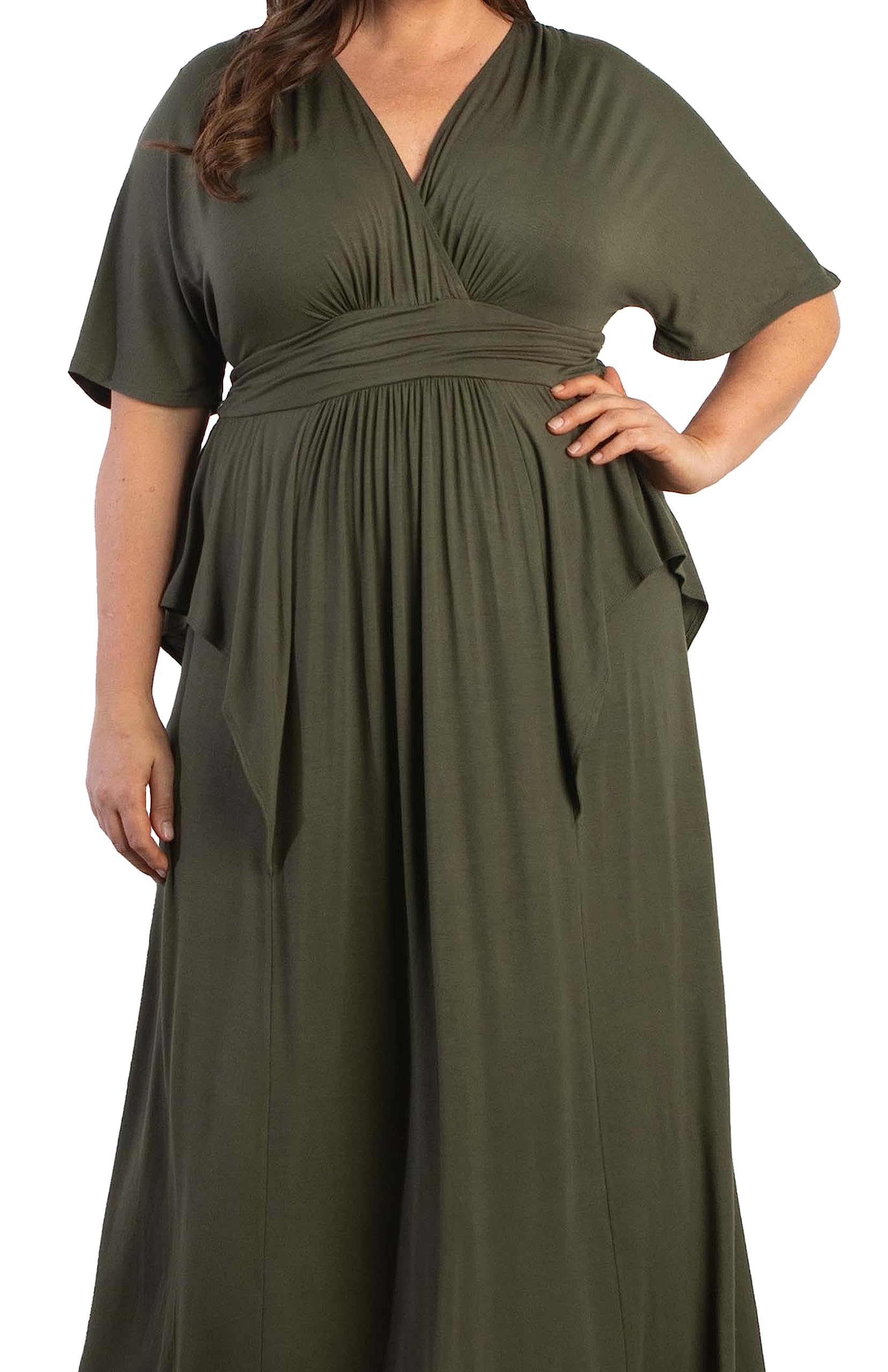 Kiyonna Plus Size Indie Flair Maxi Dress - Women's Boho Long Dress for Wedding Guest, Cocktail Party & Work | Flowy Summer Dress for Beach Vacations & Date Nights