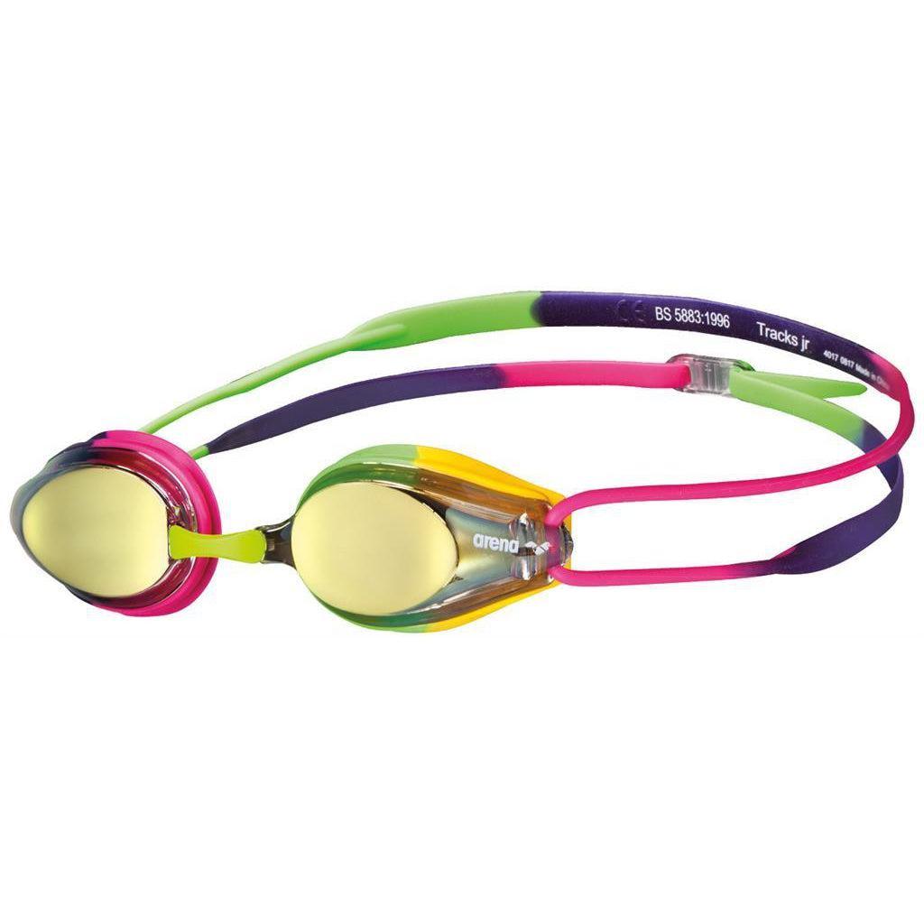 Arena Tracks JR Mirror Kids Swimming Goggles - Anti-Fog UV Protection for Children's Swim Training & Pool Activities