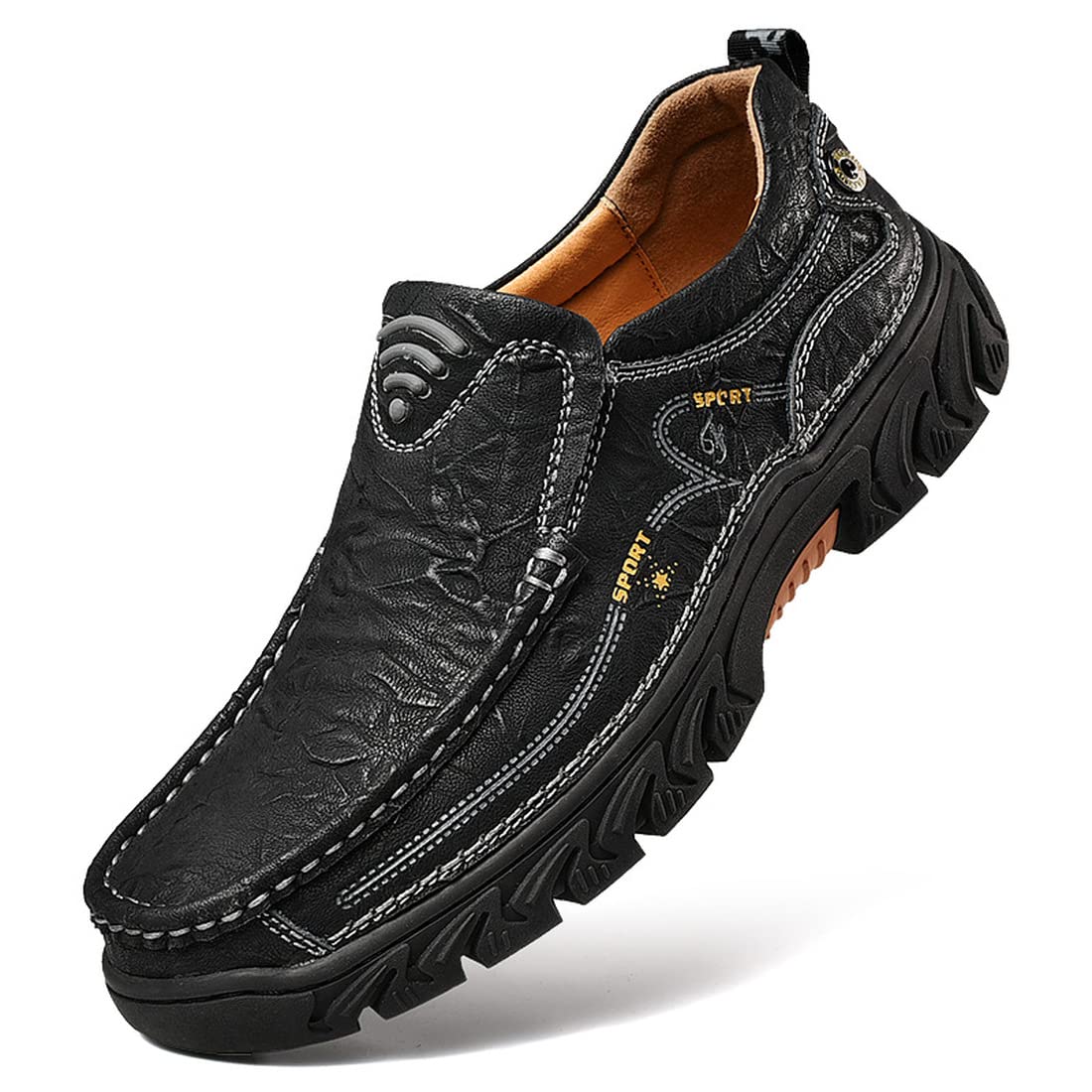 CHENSAN Men's Slip-On Loafers - Comfortable Leather Casual Shoes for Work, Hiking & Everyday Wear | Breathable & Lightweight for All-Day Comfort
