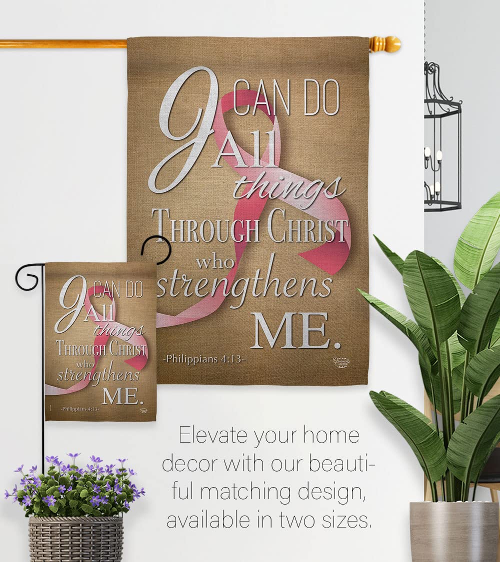 Inspirational Pink Ribbon House Flag - 28x40 Double-Sided Garden Yard Decor for Breast Cancer Awareness, Autism Support & BLM - Christian Motivational Gift with Dowel Set - Perfect for Front Porch, Backyard & Outdoor Events